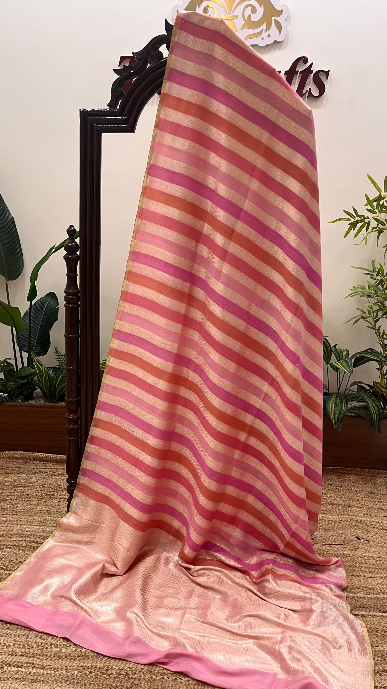 Pure Munga Crush Tissue Silk Banarasi Saree