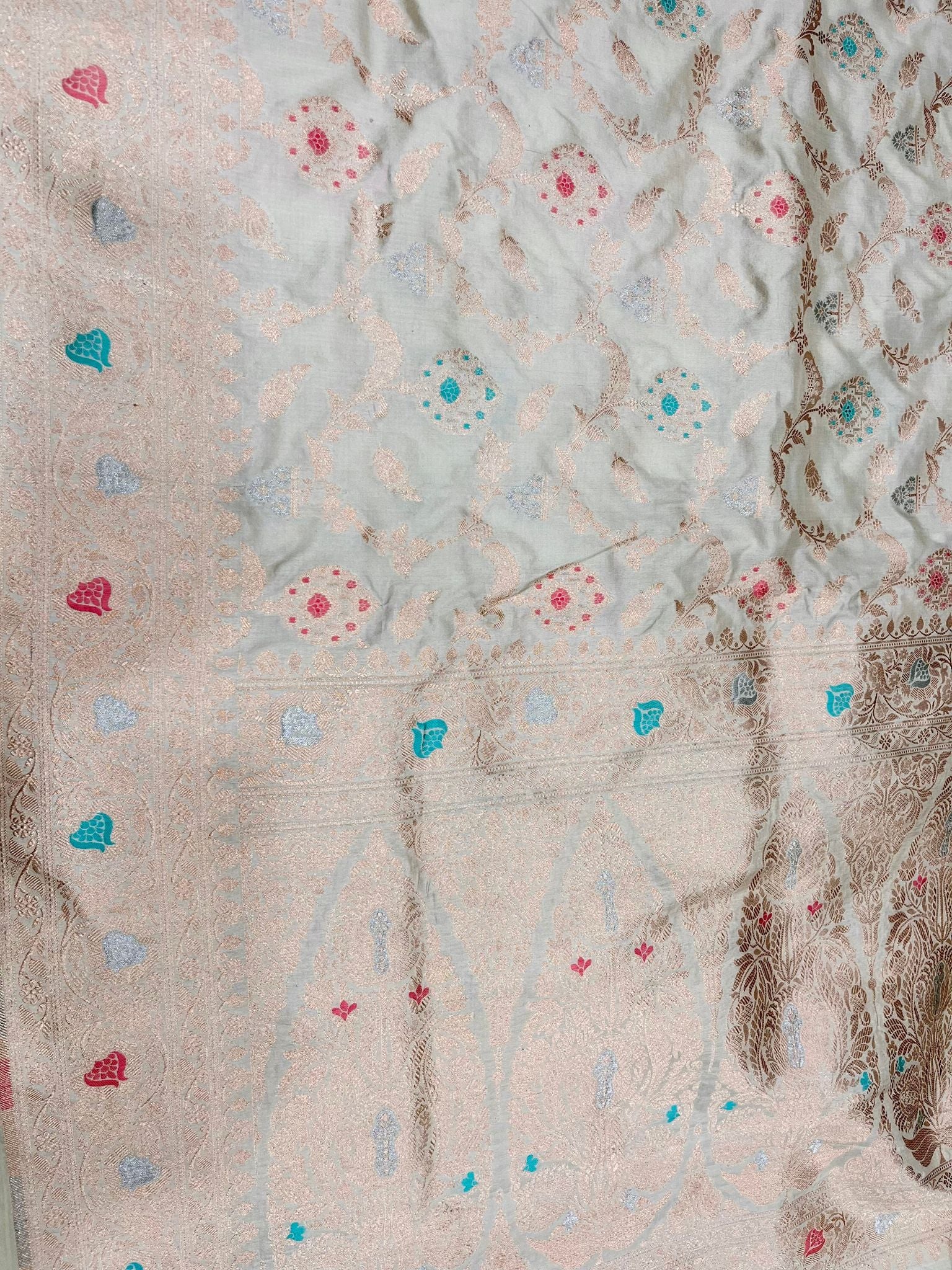 Pure Katan Silk Handloom Banarasi Saree - All over Sona Roopa Jaal work