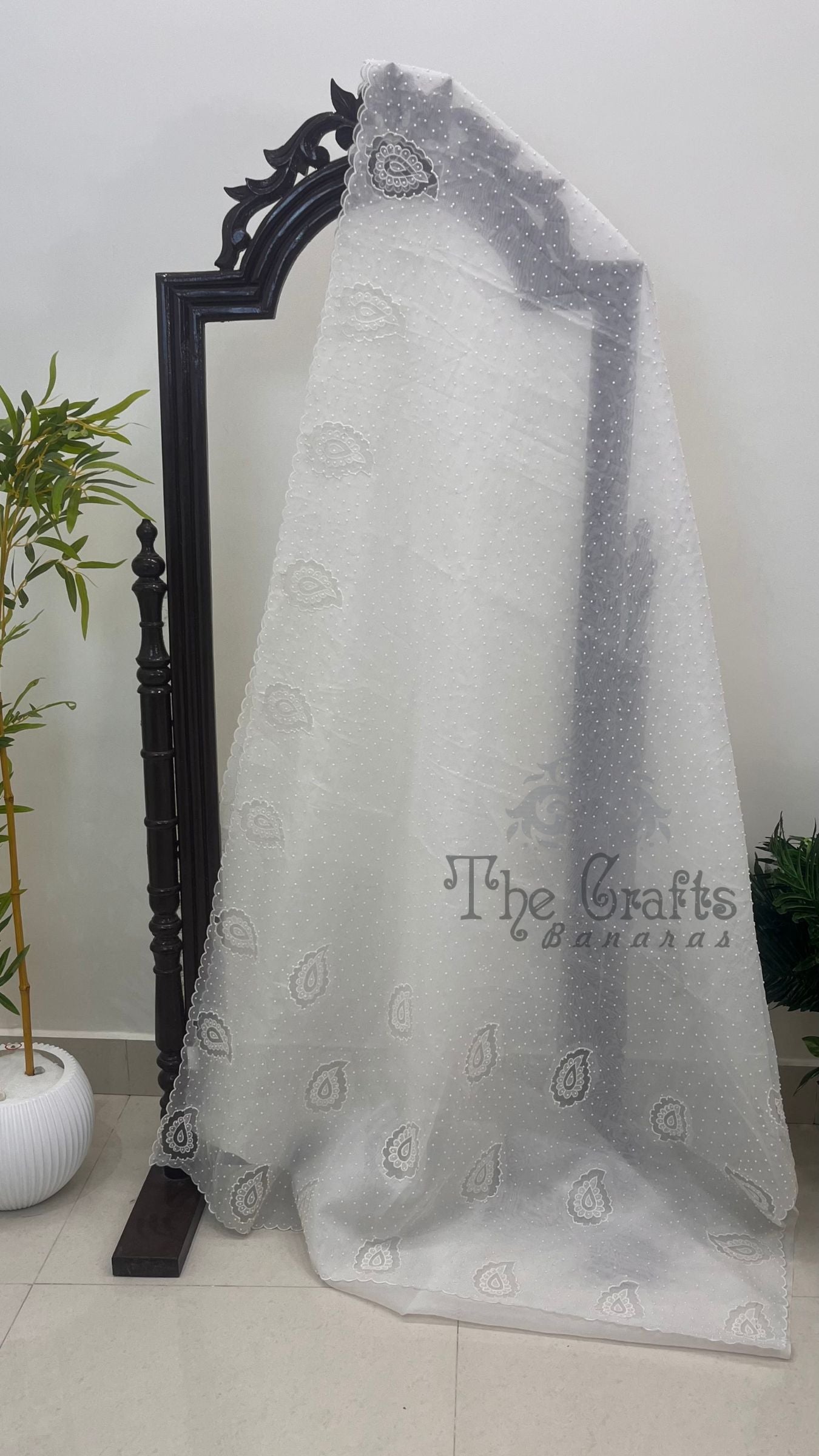 Pure Organza Silk Handloom Banarasi Saree - handwork motifs