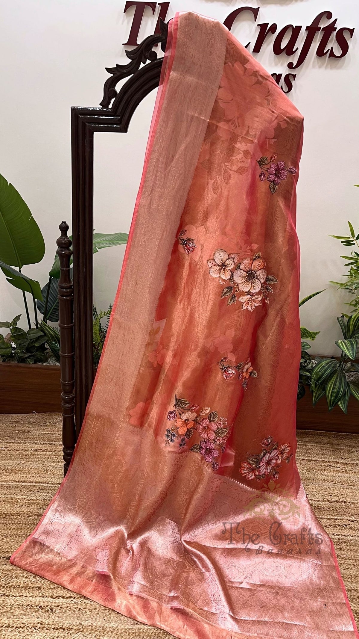 Pure Kora  Tissue Silk Banarasi Saree - with Digital Print