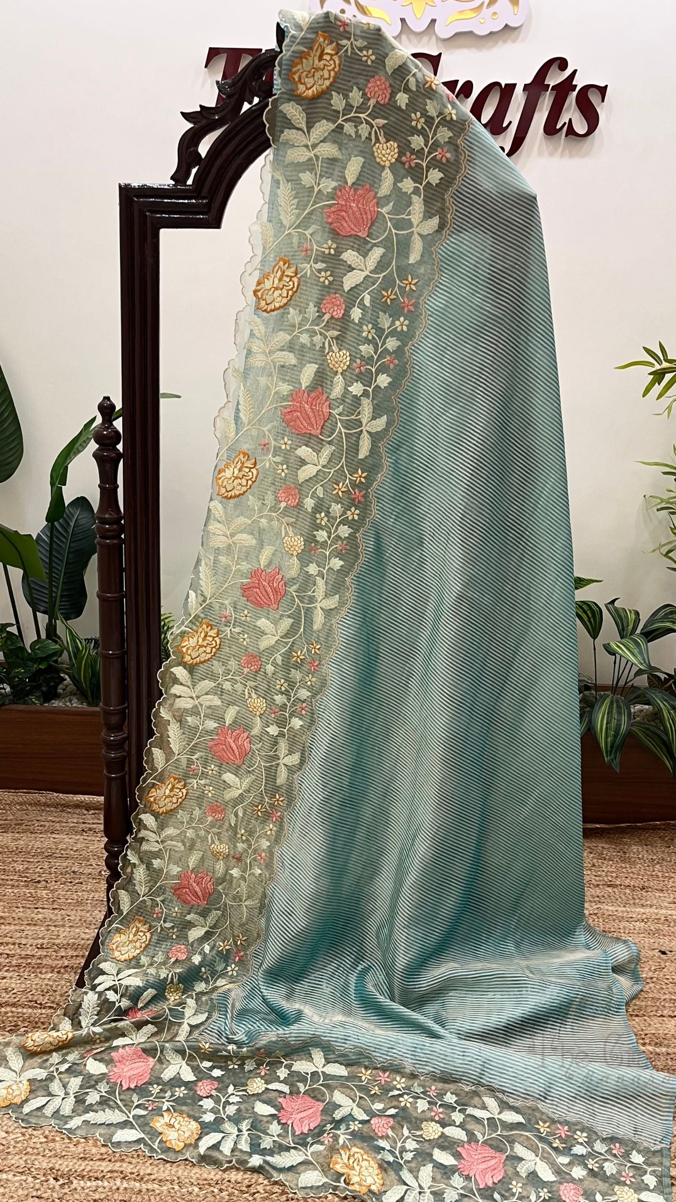 Pure Tissue Silk Banarasi Saree - with Chikankari Border