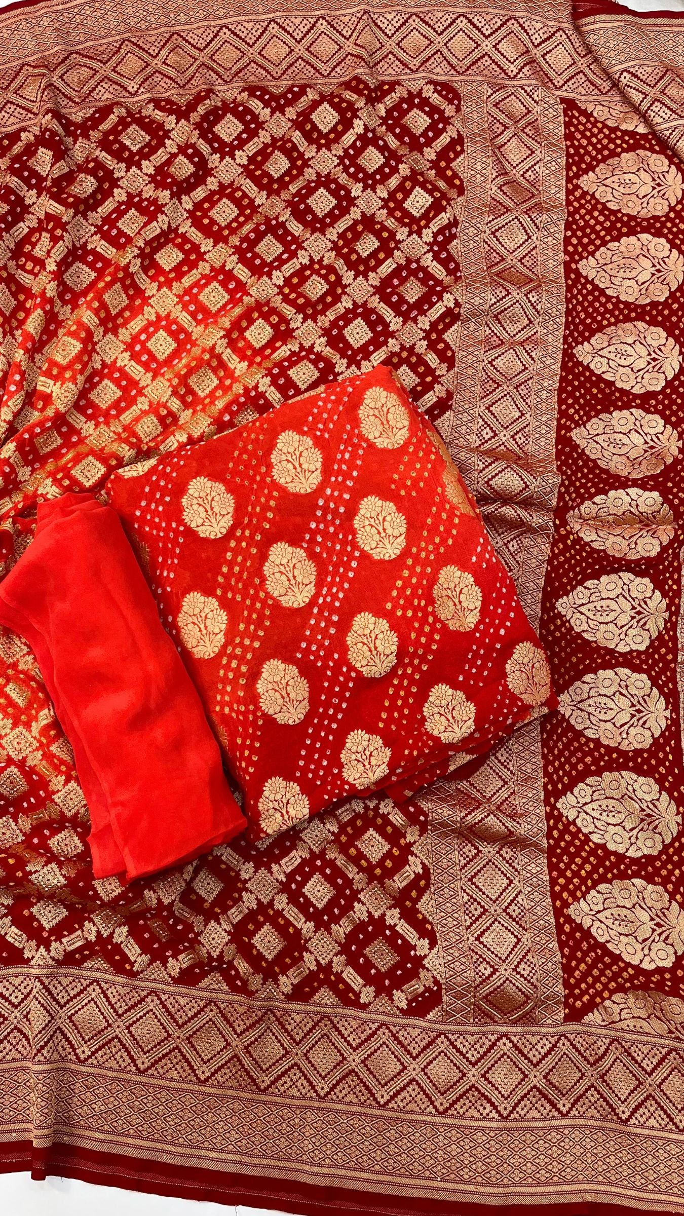 Pure Georgette Banarasi Bandhej Dress Material