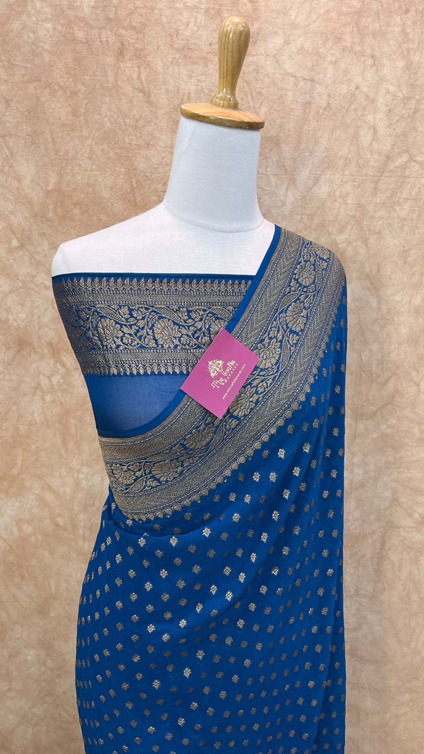 Khaddi Georgette Banarasi Saree - Antique Zari