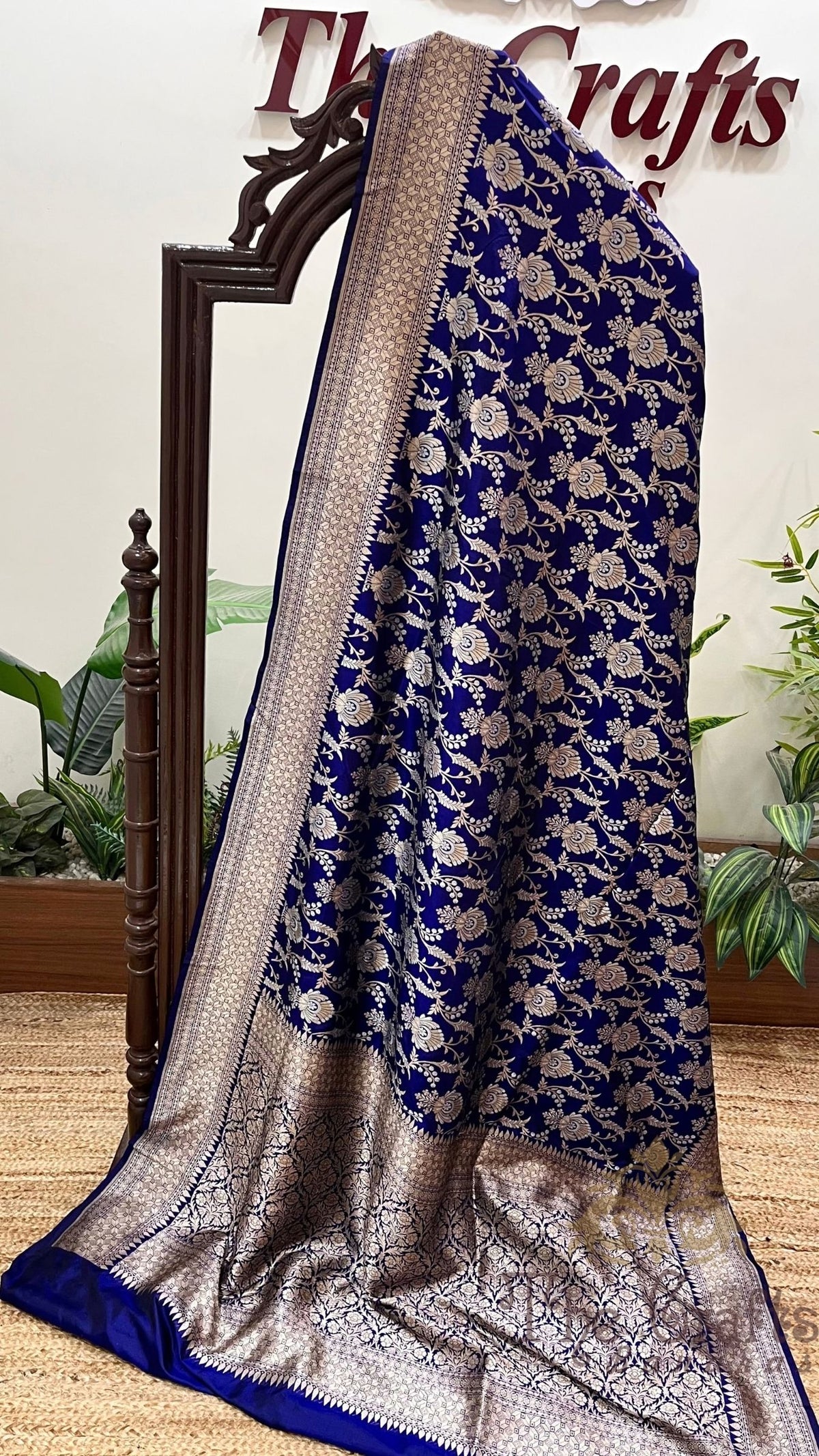 Pure Katan Silk Handloom Banarasi Saree - All Over Sona Rupa Jaal Work