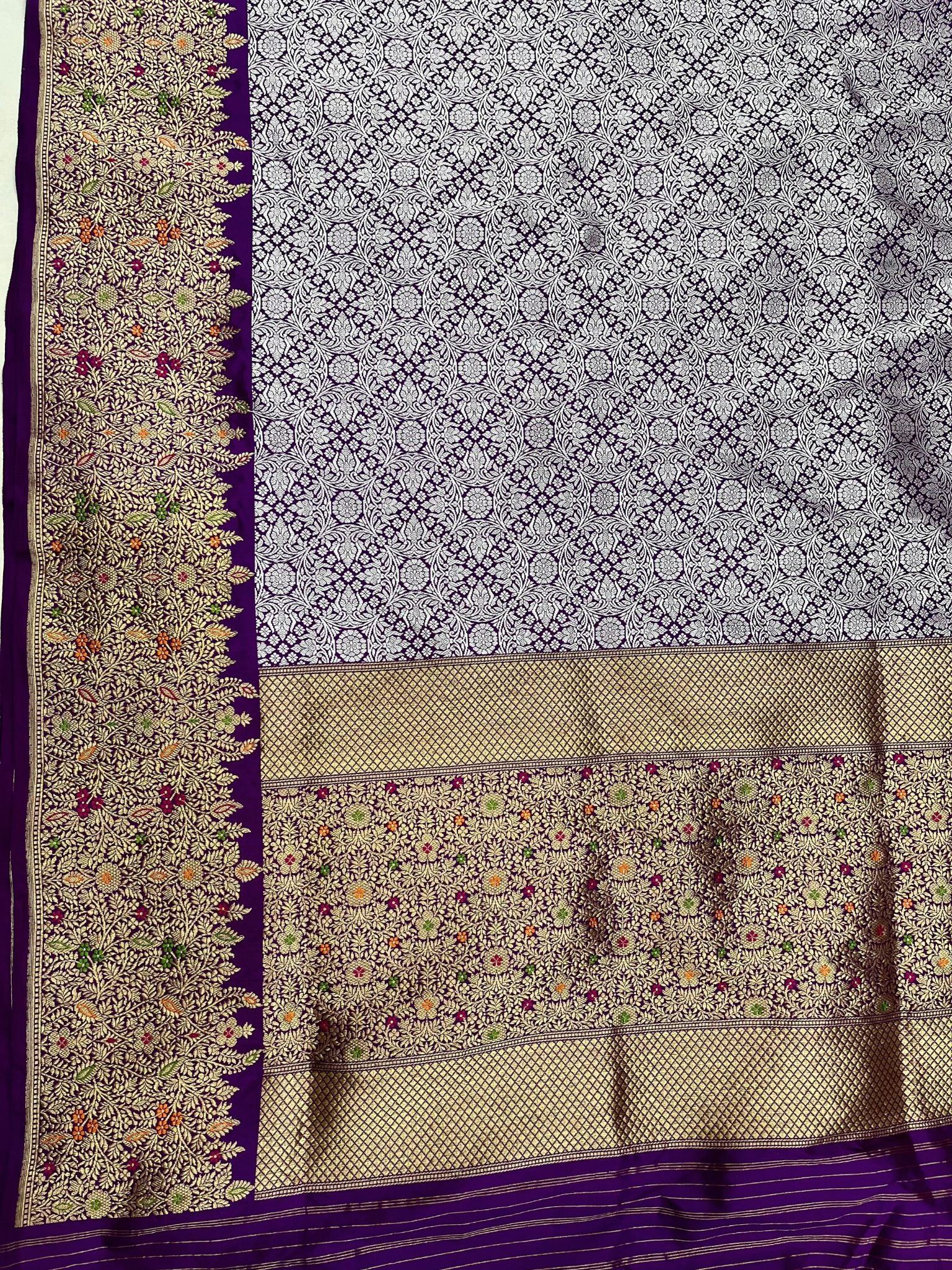 Pure Katan Silk Handloom Banarasi Saree - Kadhua Tanchui Brocade Meena