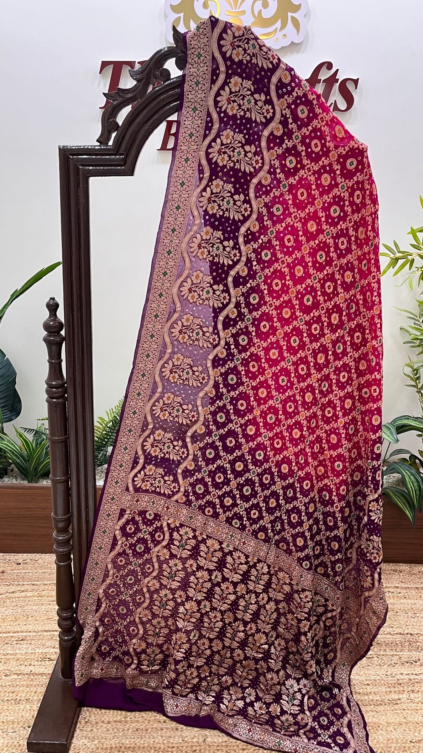 Pure Chiffon Banarasi Handloom Bandhej Saree