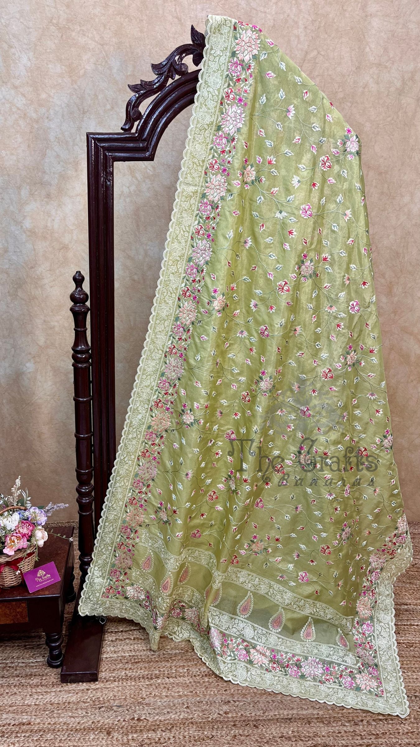 Pure Tissue Silk Banarasi Saree - Chikankari all over