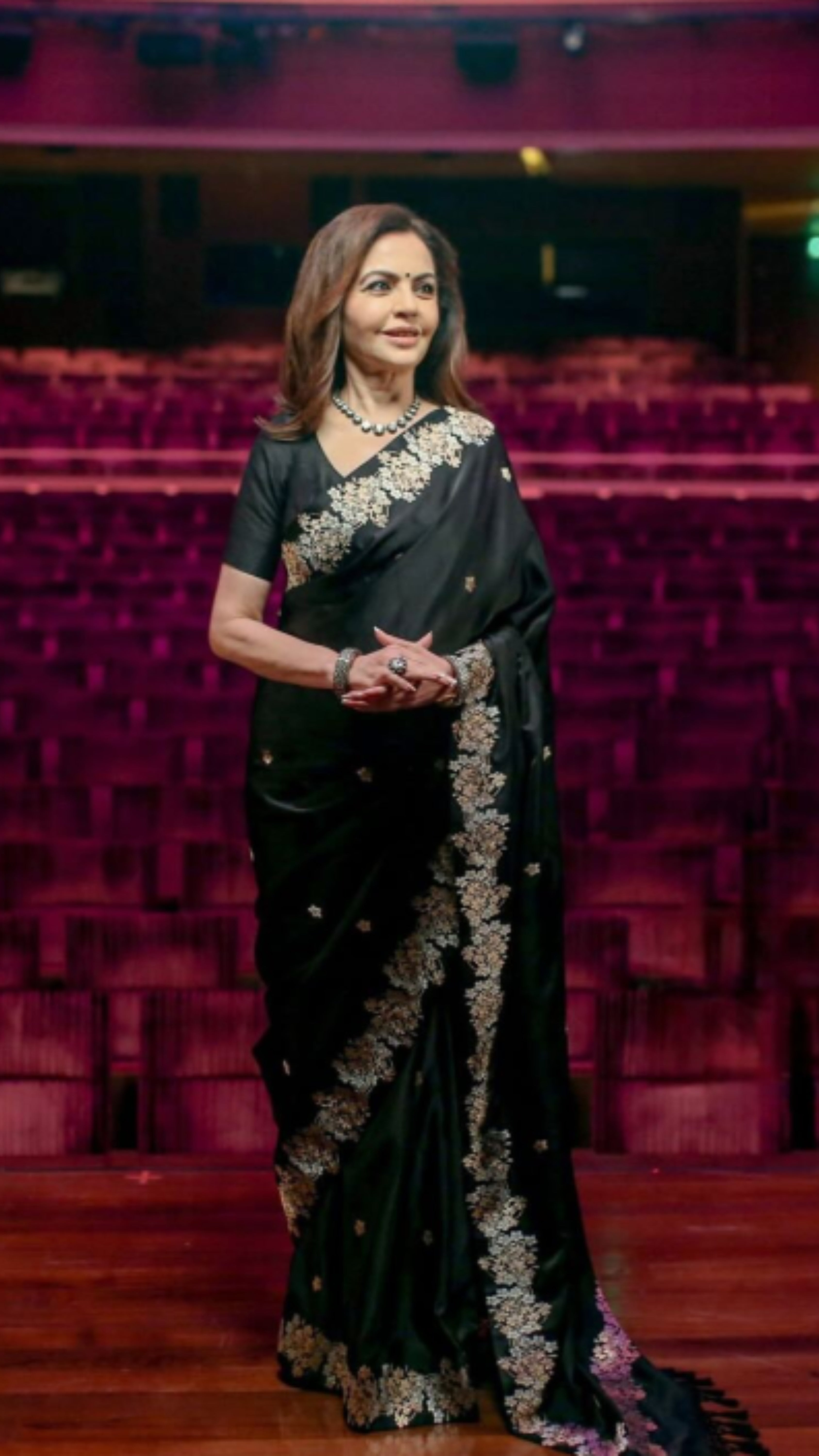 Nita Ambani in Pure Katan Silk Handloom Banarasi Saree - with kadhua motifs