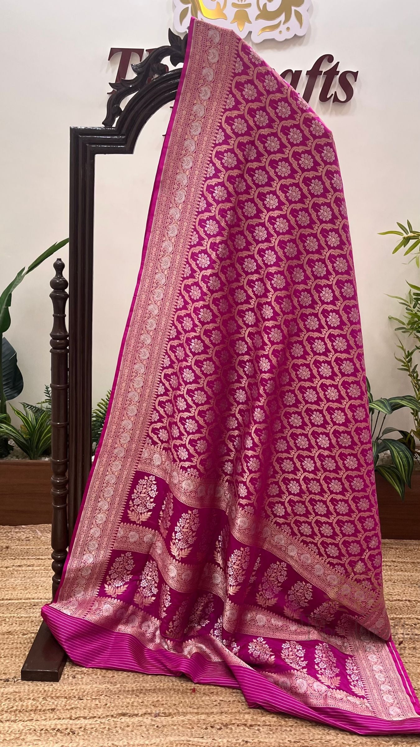 Pure Katan Silk Handloom Banarasi Saree - All over Sona Roopa Jaal work
