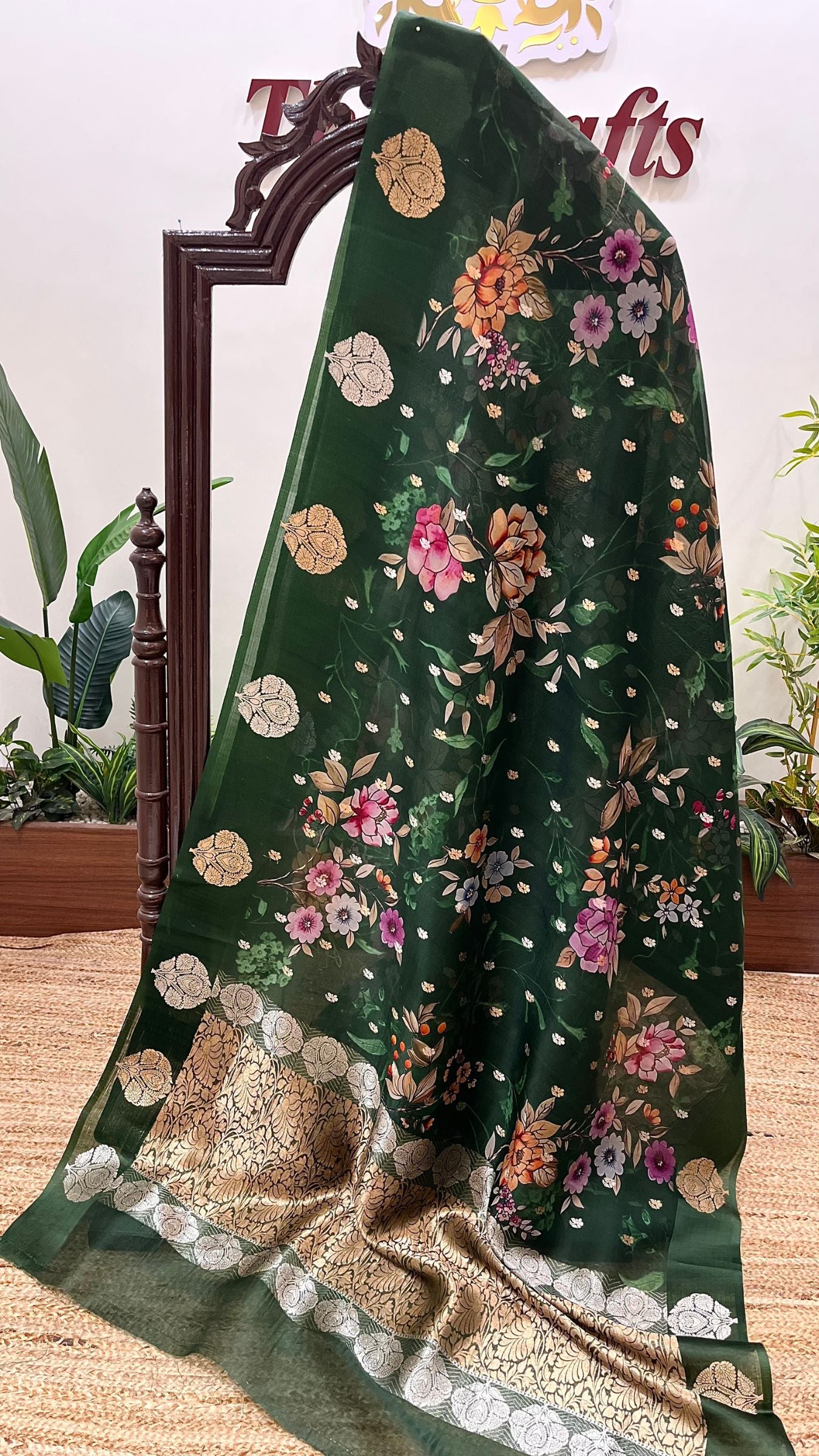 Pure Kora Silk Banarasi Saree - with Digital Print