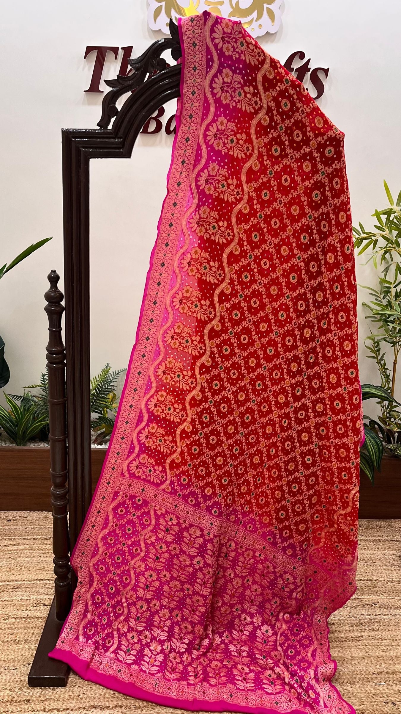 Pure Chiffon Banarasi Handloom Bandhej Saree