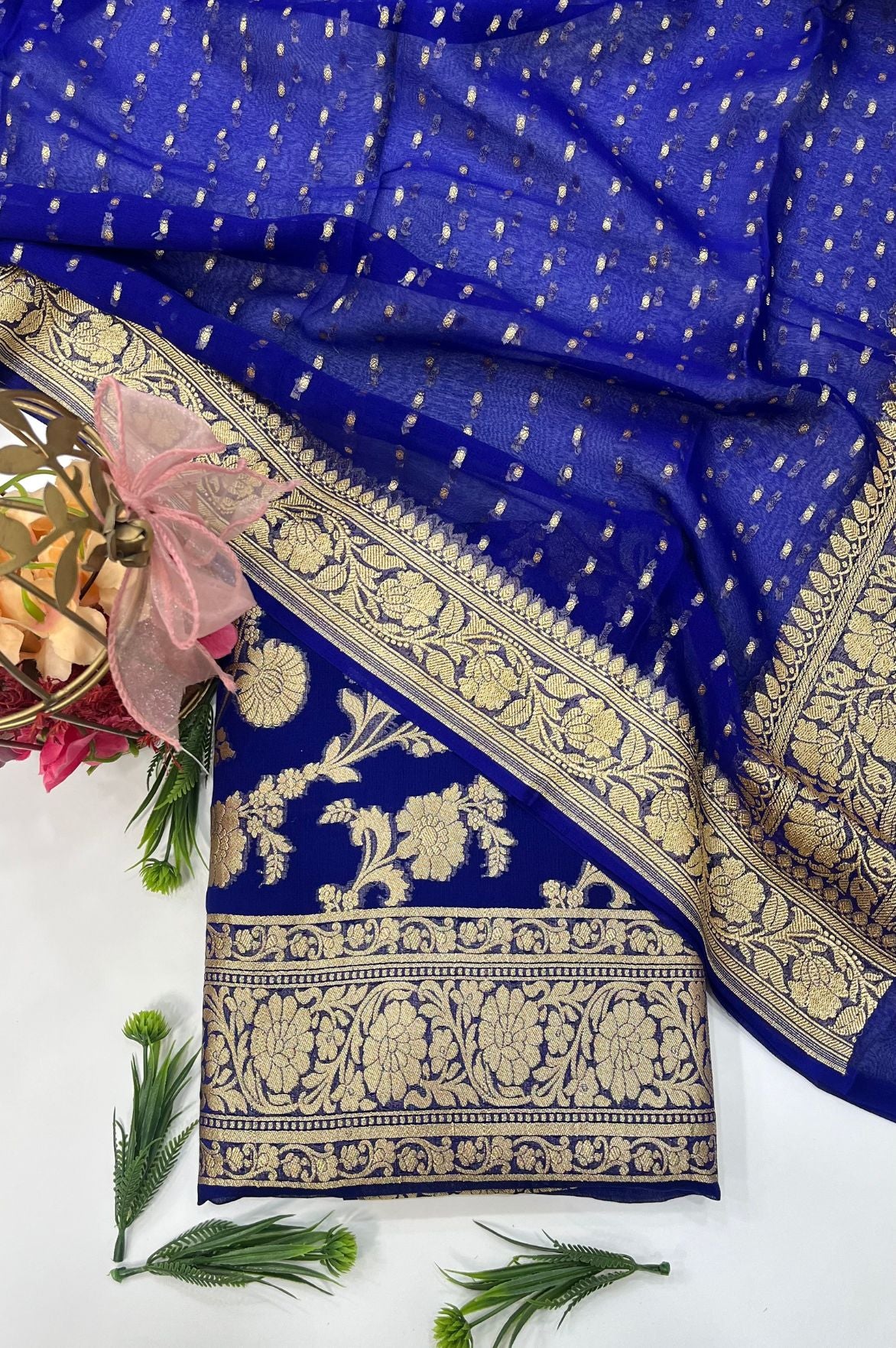 Khaddi Georgette Banarasi Dress Material