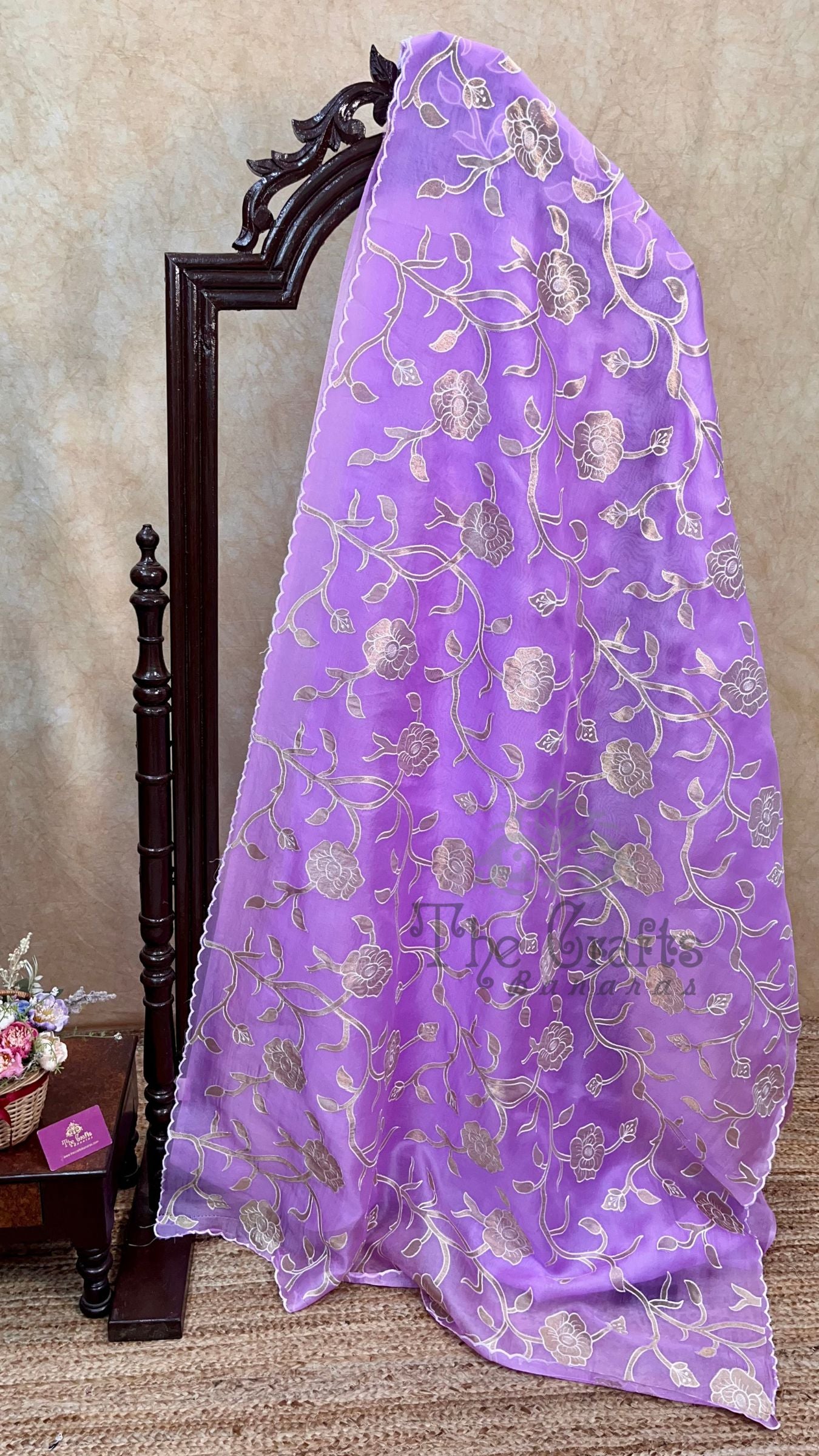 Pure Kora Organza Silk Banarasi Saree - Chikankari all over