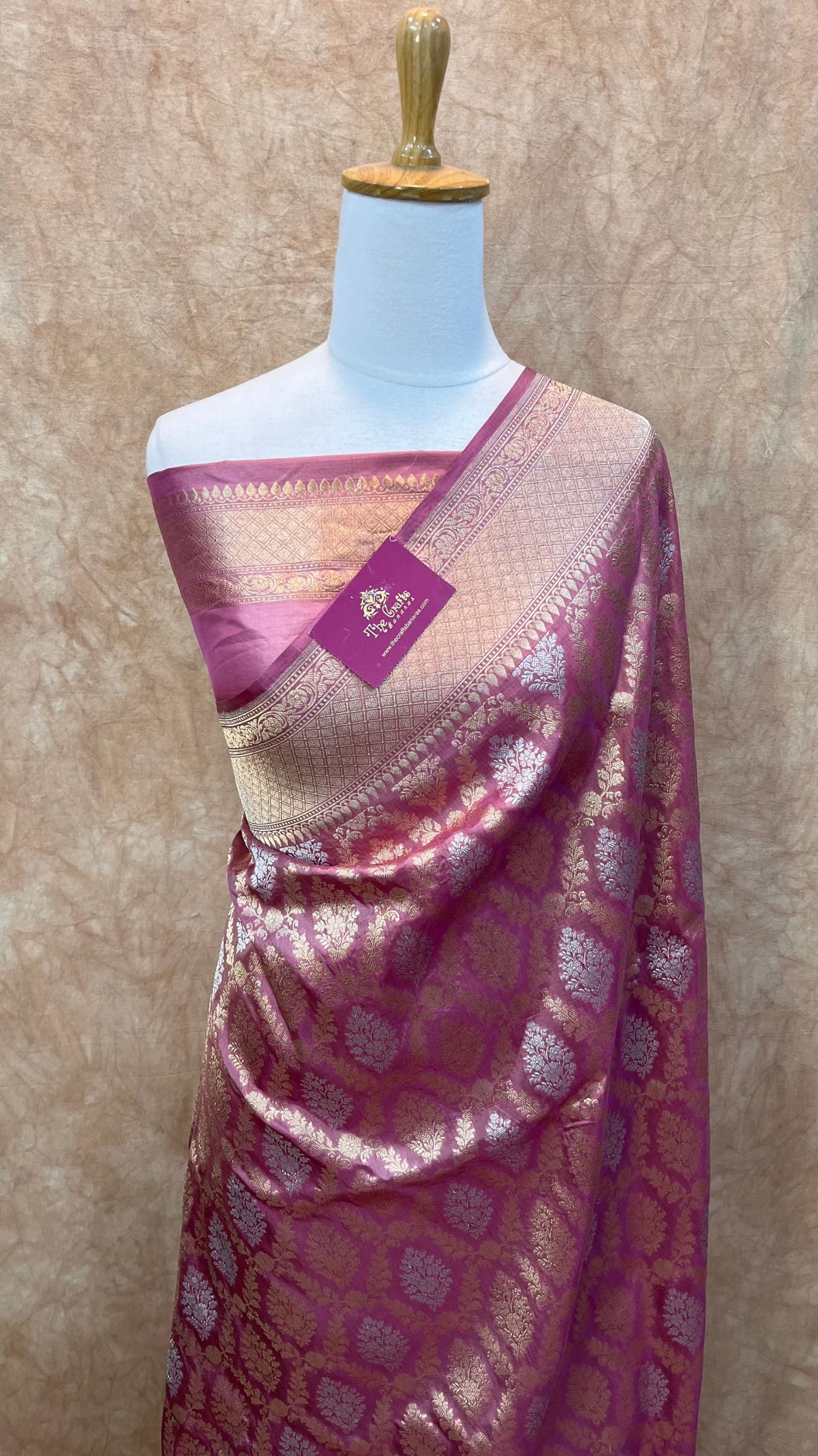 Pure Katan Silk Handloom Banarasi Saree - All over Sona Roopa Jaal work