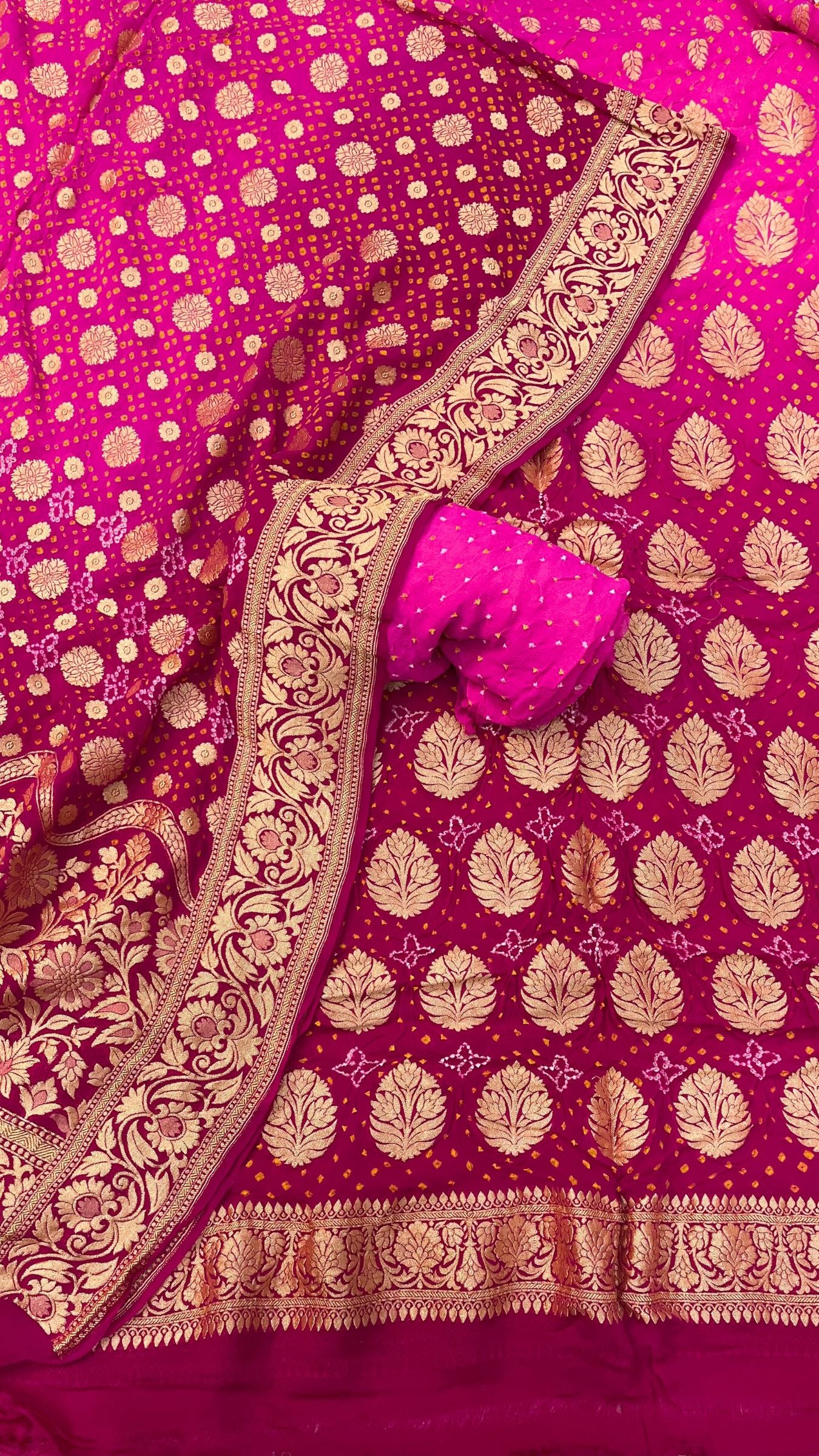 Pure Georgette Banarasi Bandhej Dress Material