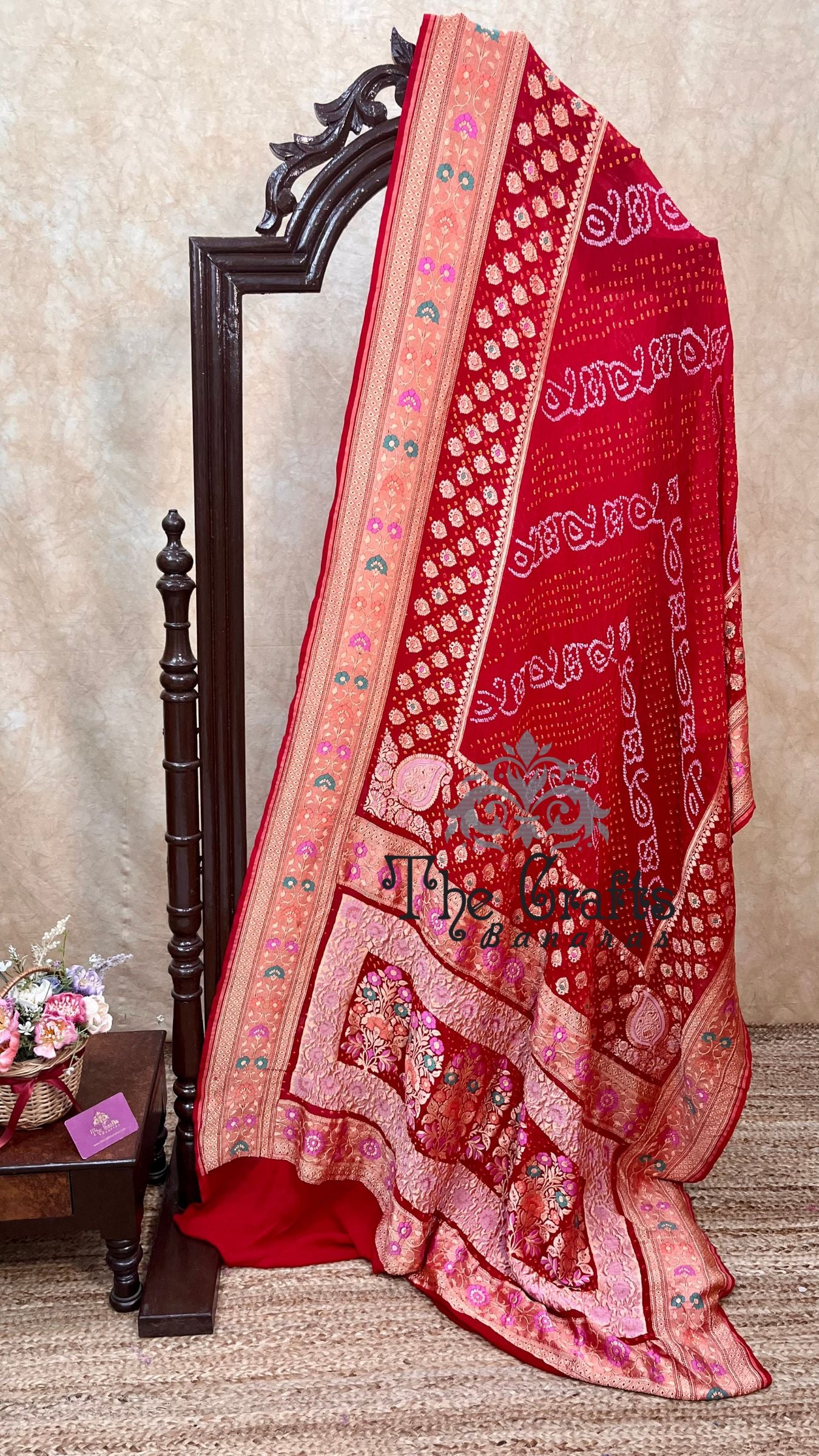 Pure Georgette Banarasi Handloom Bandhej Saree