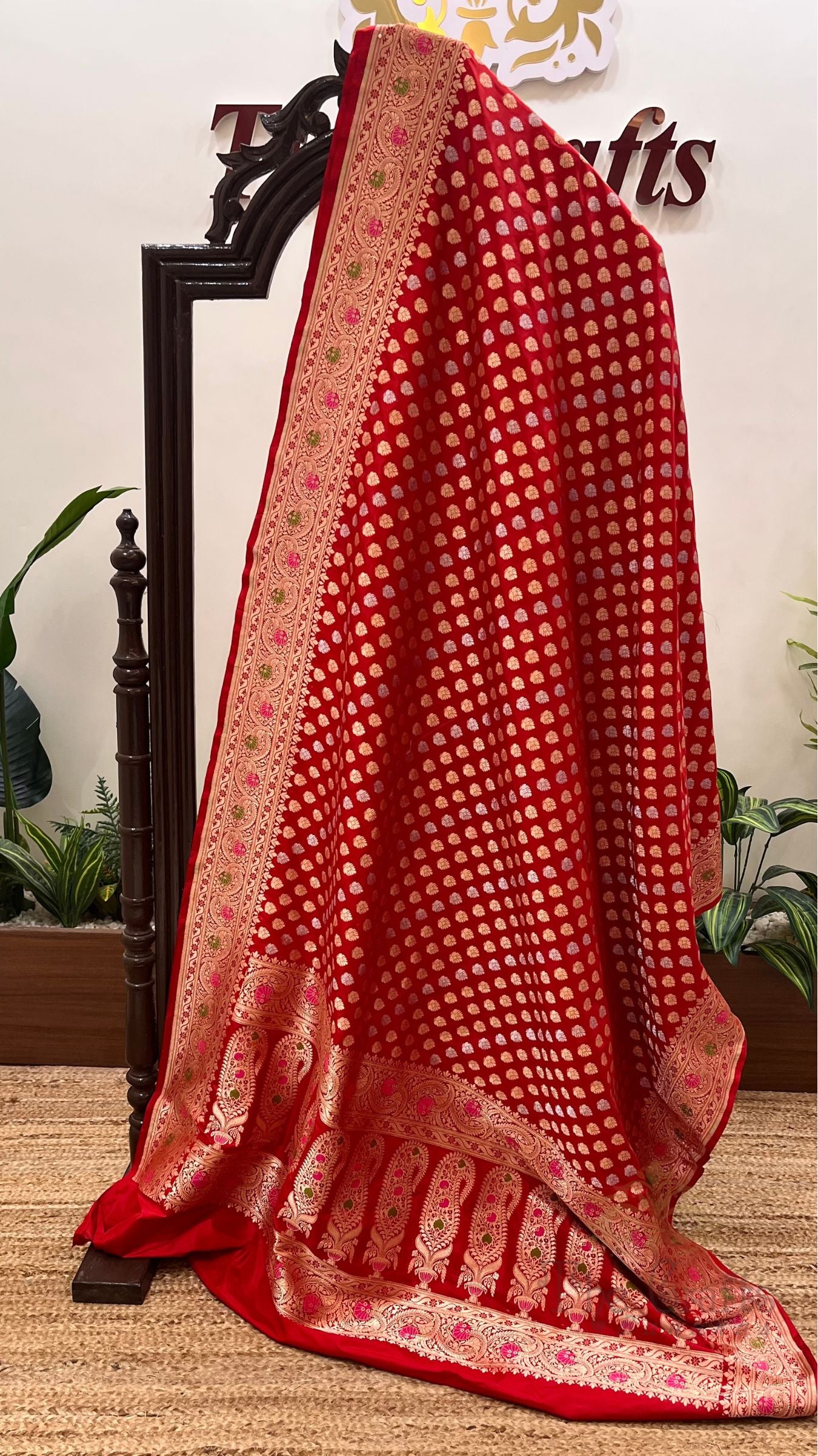 Pure Katan Silk Handloom Banarasi Saree - All Over Sona Rupa Jaal Work