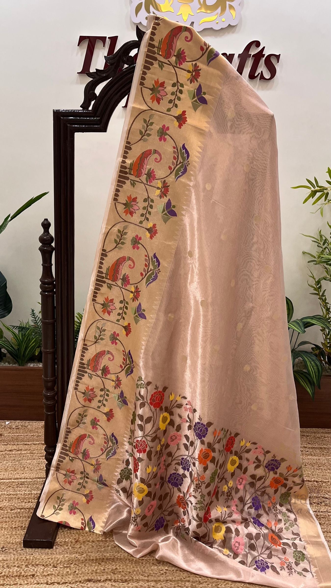 Pure Zari Kota Tissue Silk Handloom  Banarasi Saree - Meenakari