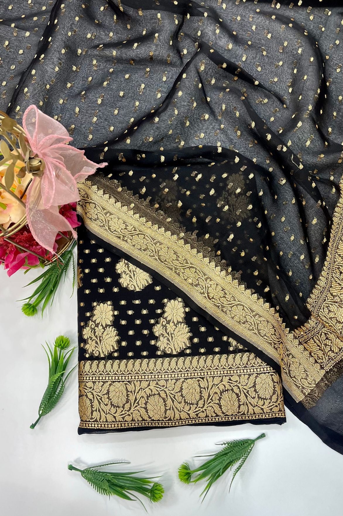 Khaddi Georgette Banarasi Dress Material