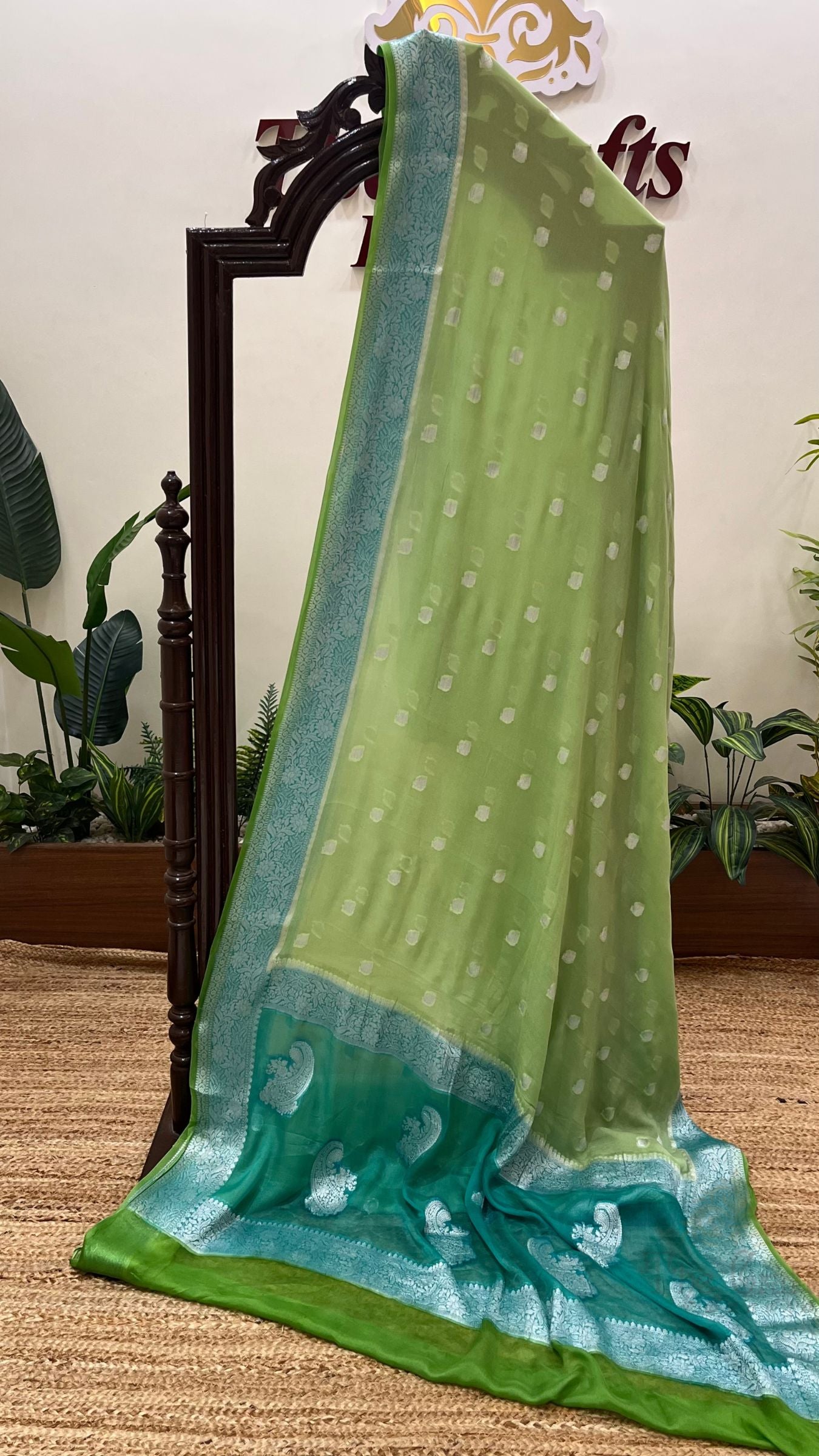 Pure Khaddi Chiffon Banarasi Saree - Multicolored