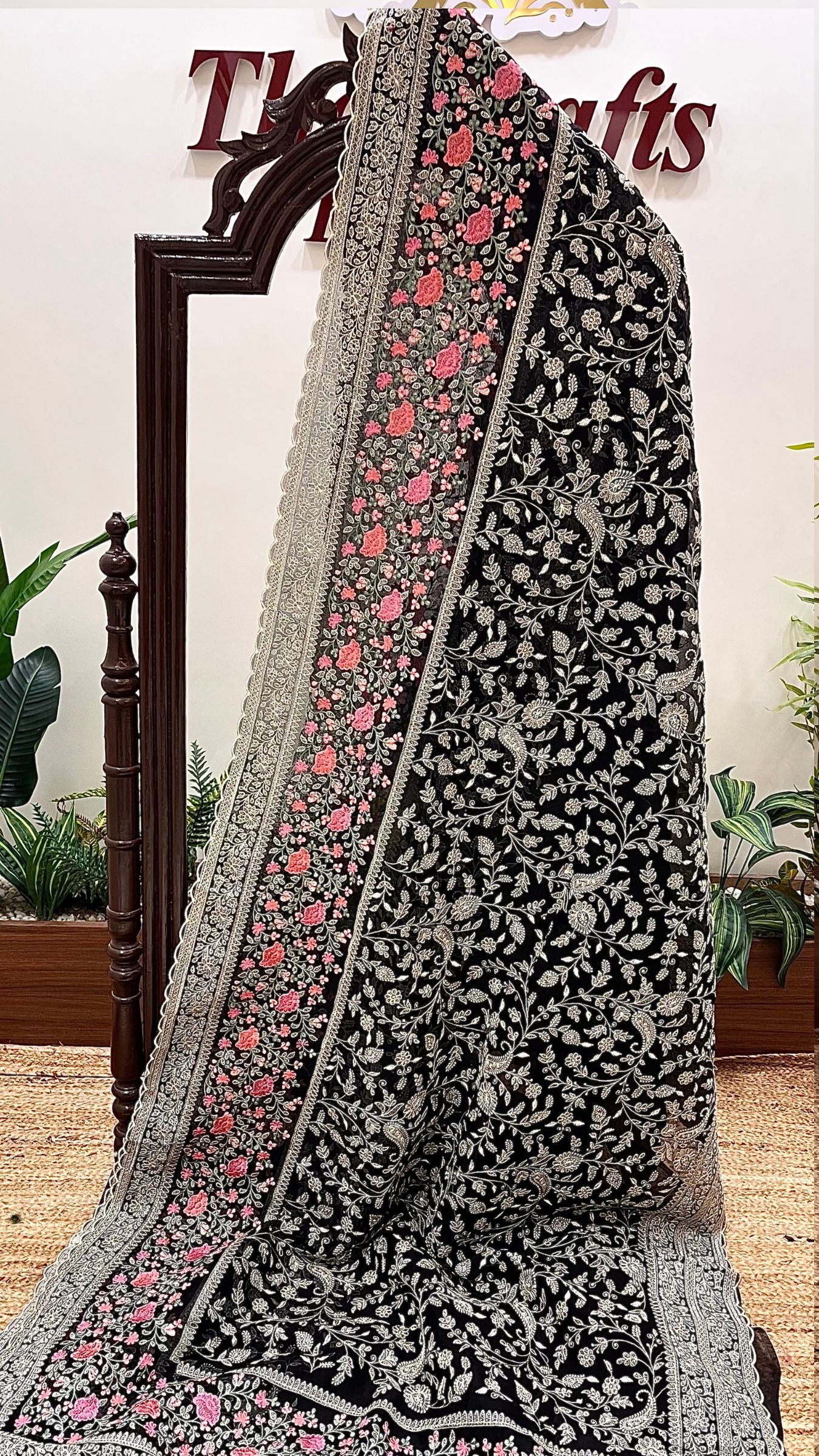 Pure Organza Silk Chikankari Handloom Banarasi Saree