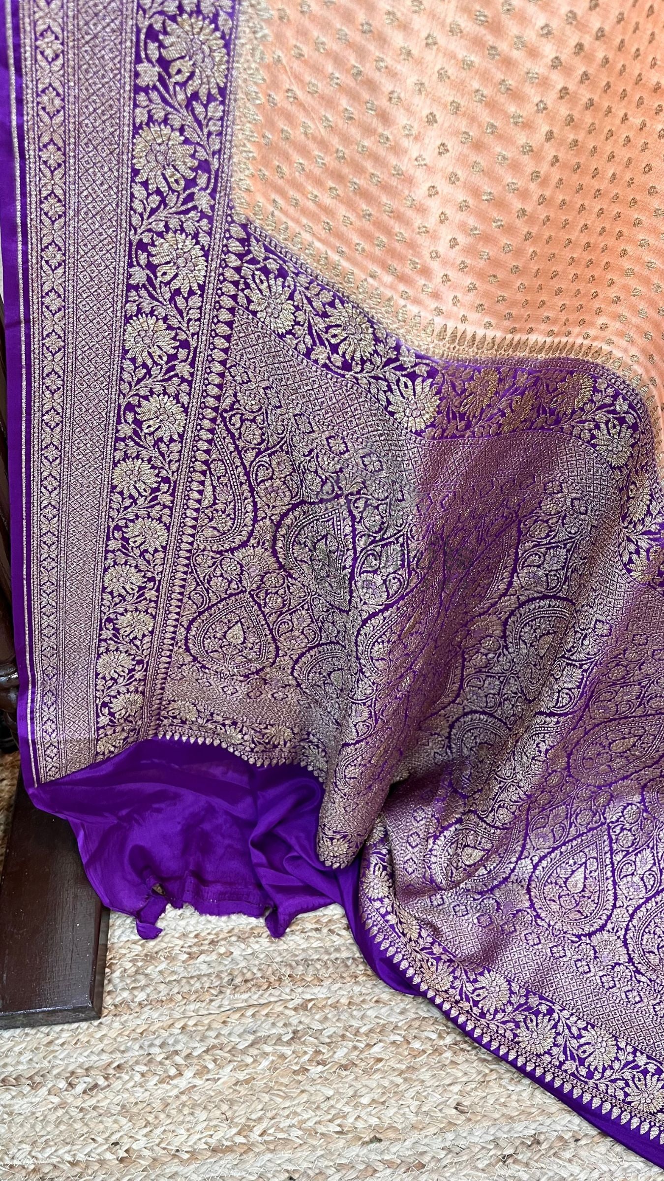 Pure Crepe Georgette Banarasi Saree - Antique Zari