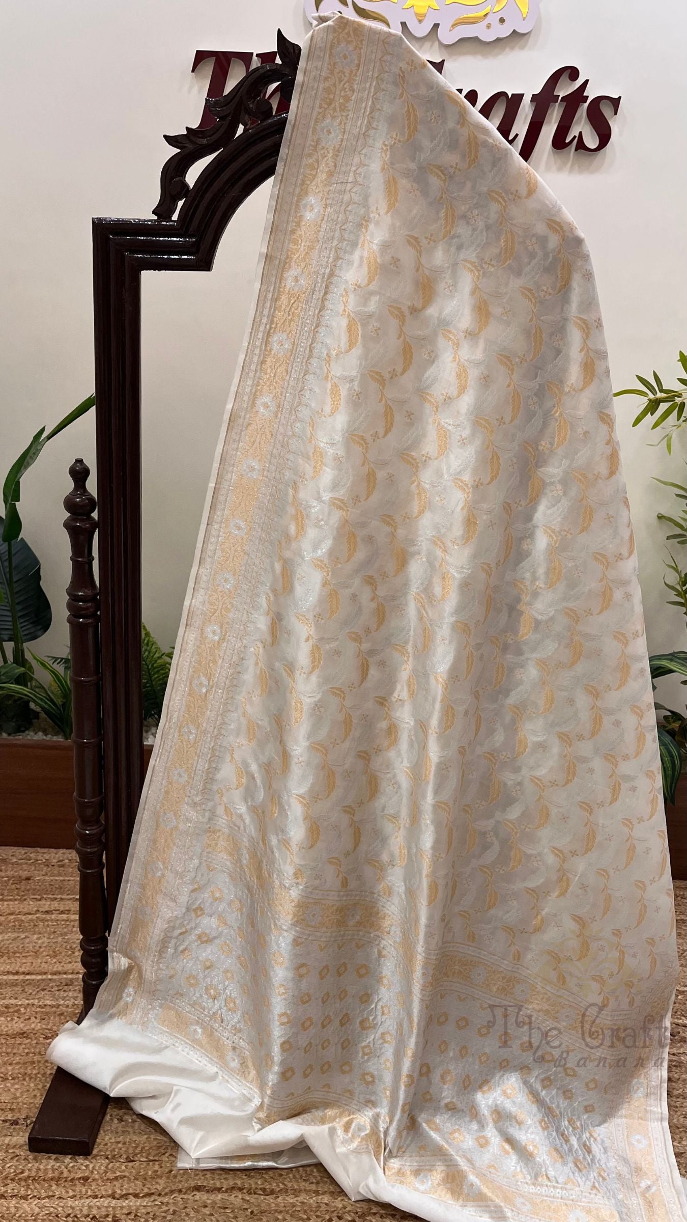 Pure Organza Silk Handloom Banarasi Saree - All over Sona Roopa Jaal work