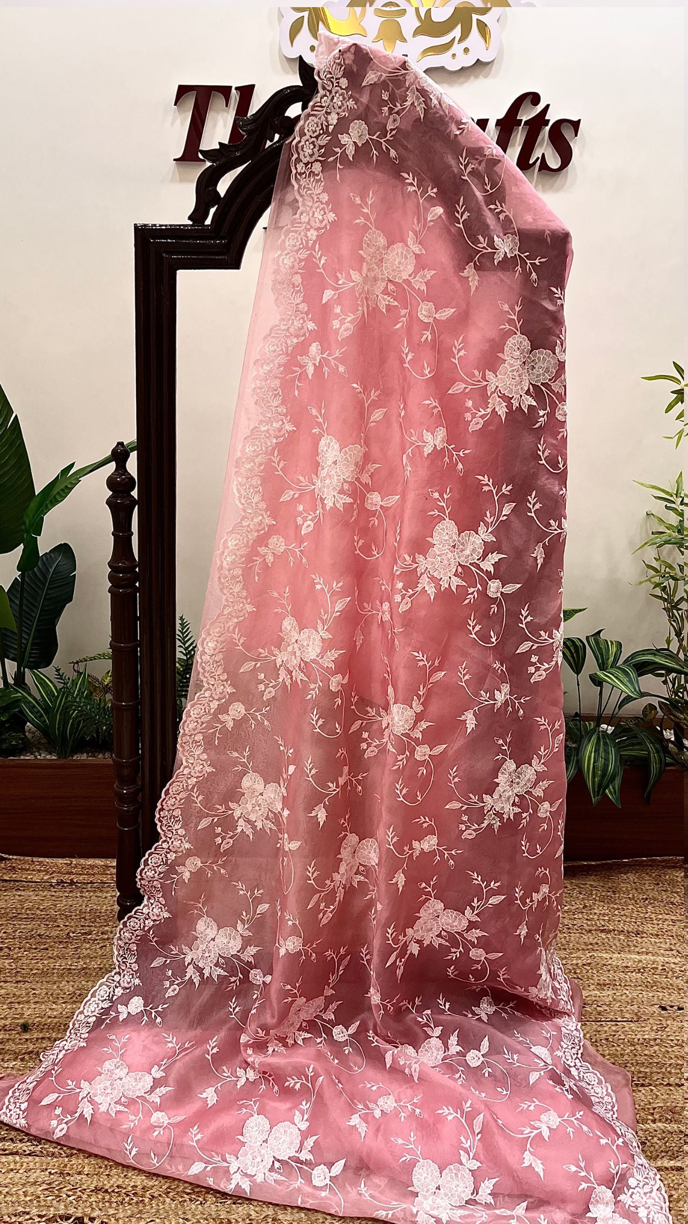 Pure Organza Silk Chikankari Handloom Banarasi Saree