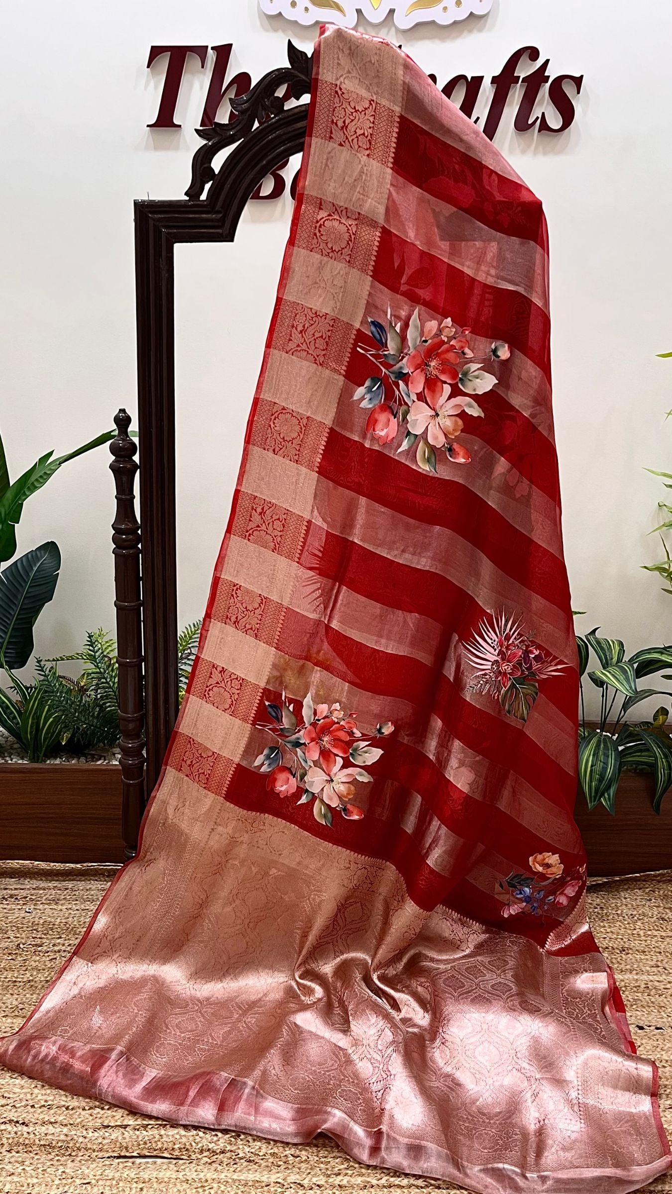 Pure Kora  Tissue Silk Banarasi Saree - with Digital Print