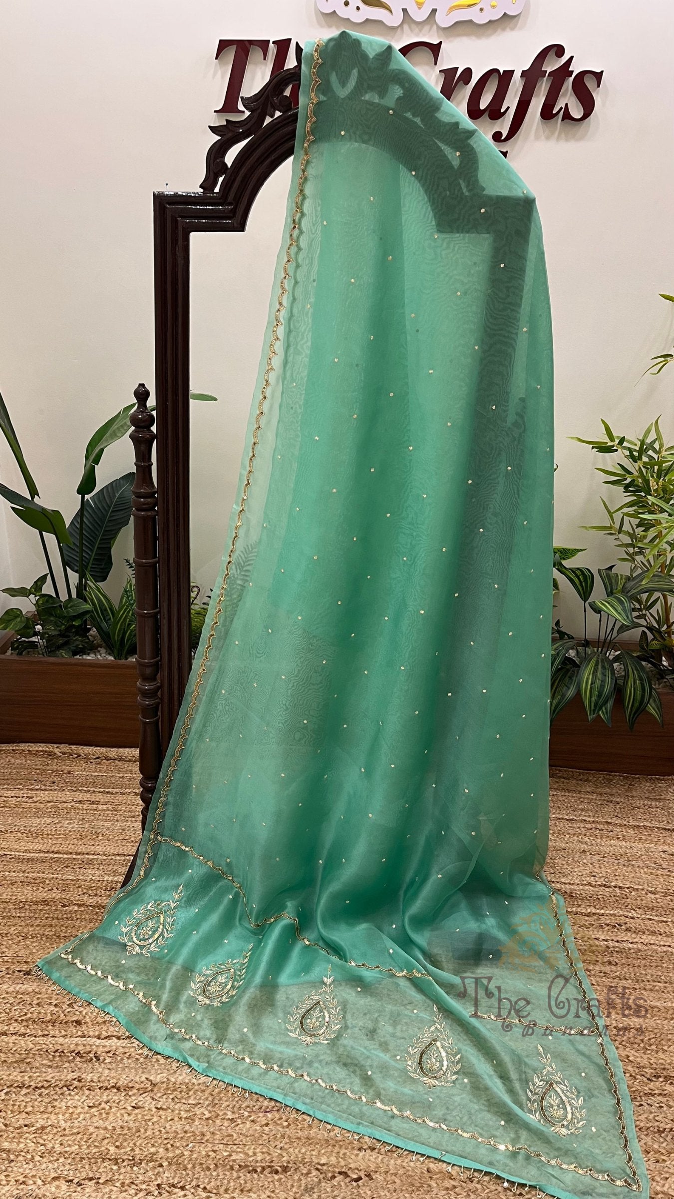 Pure Kora Organza Silk Banarasi Saree - with Zardozi, Sequin & Pitta Handwork