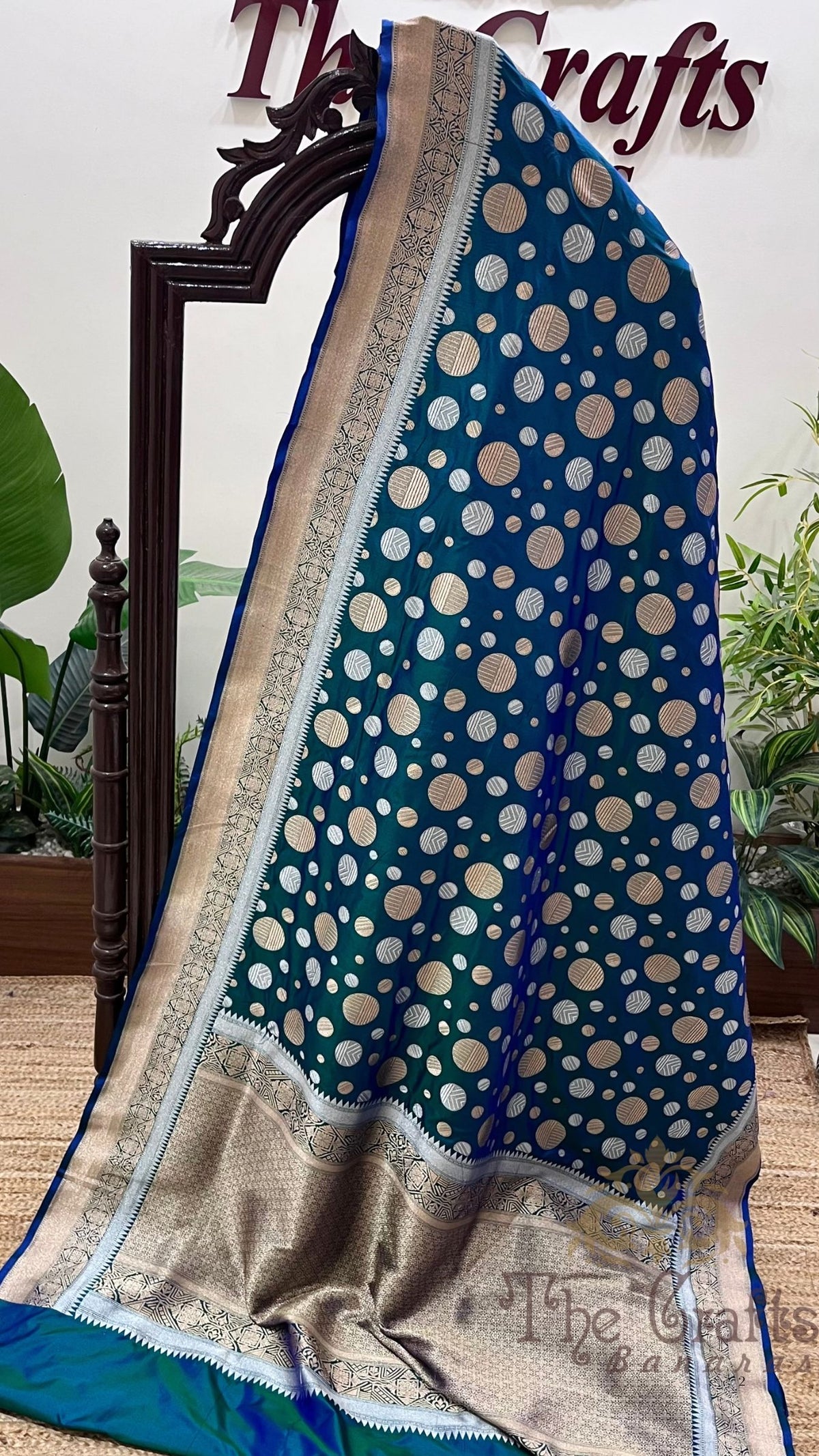 Pure Katan Silk Handloom Banarasi Saree - All over Sona Rupa Jaal Work
