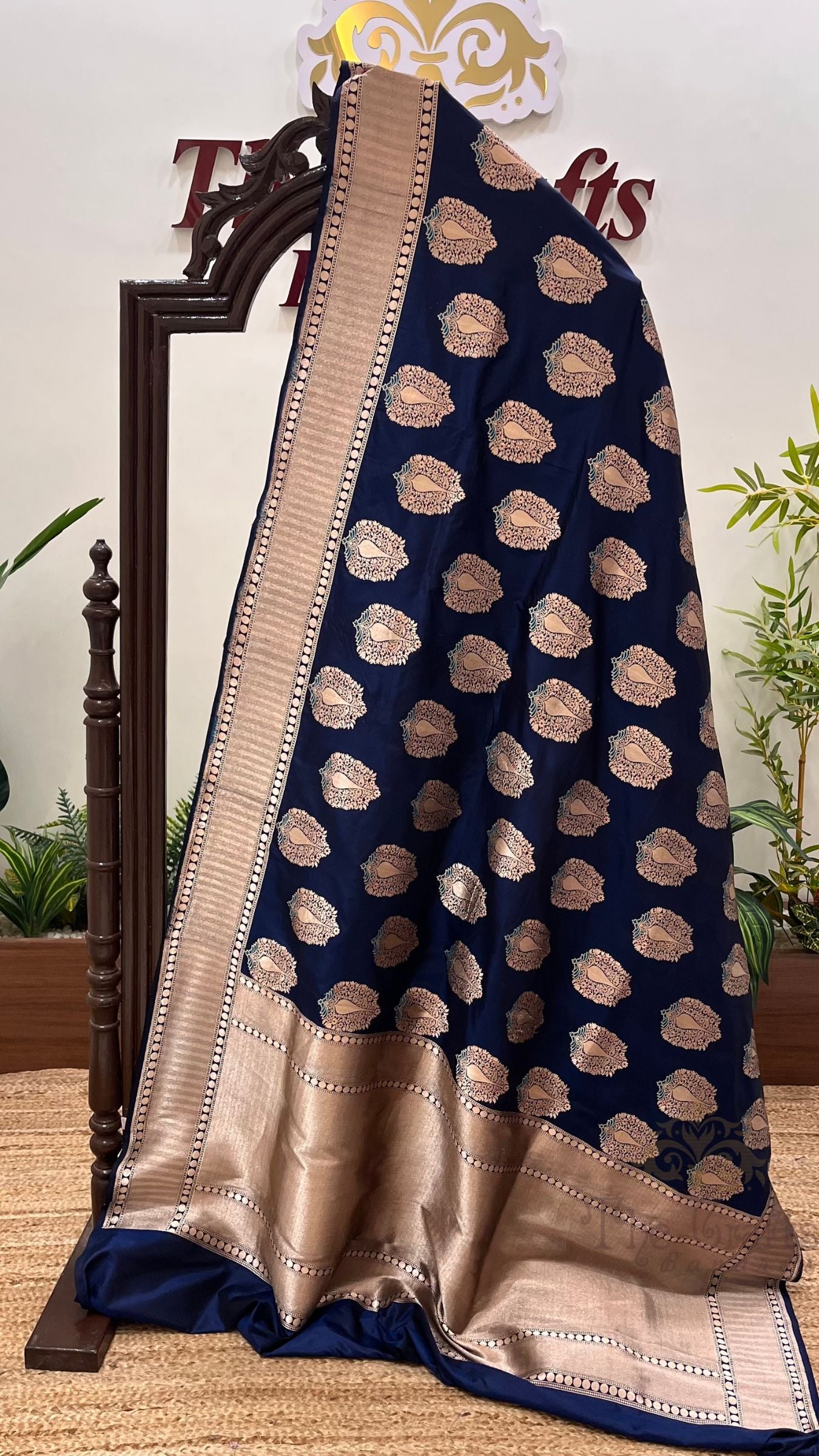 Nita Ambani in Pure Katan Silk Handloom Banarasi Saree - Jaal with Meenakari