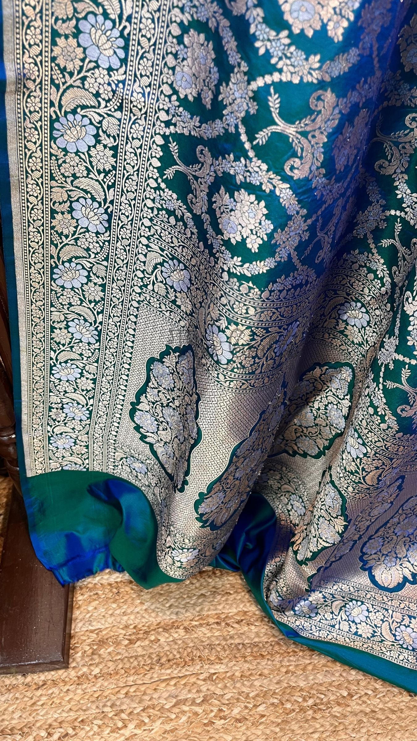 Pure Katan Silk Handloom Banarasi Saree - All Over Sona Rupa Jaal Work