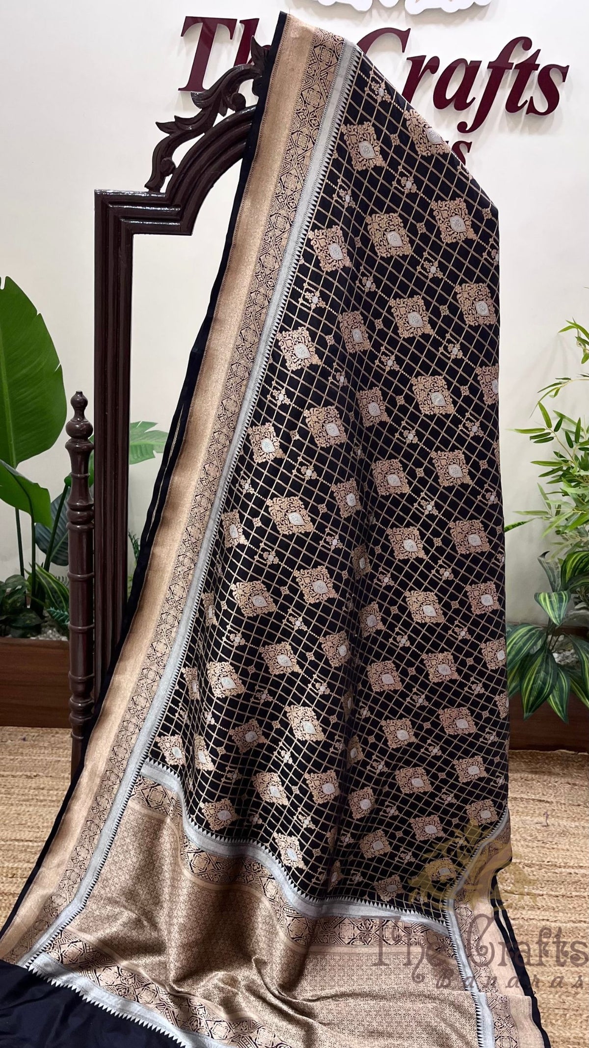 Pure Katan Silk Handloom Banarasi Saree - All over Sona Rupa Jaal Work