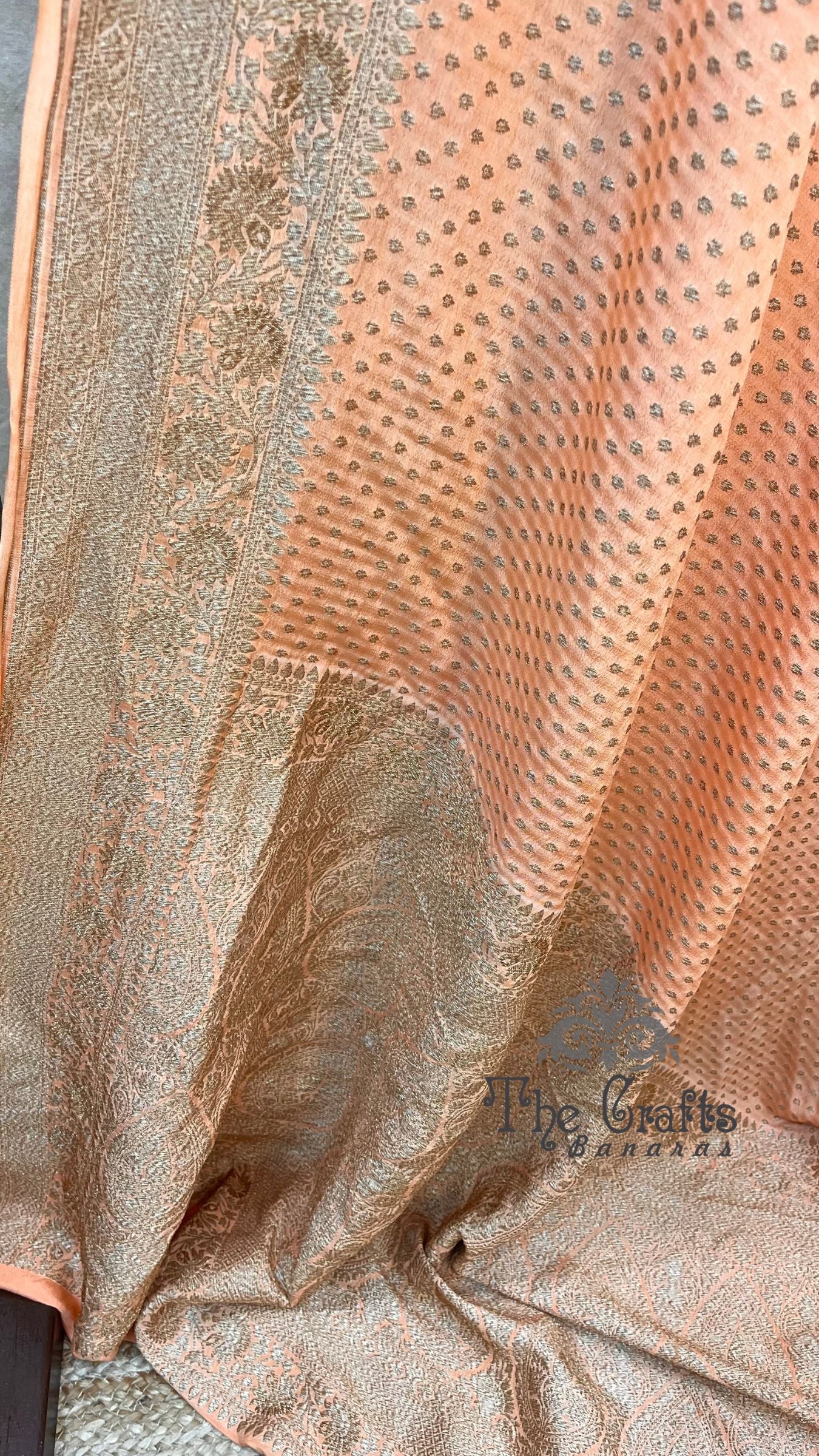 Pure Crepe Georgette Banarasi Saree - Antique Zari