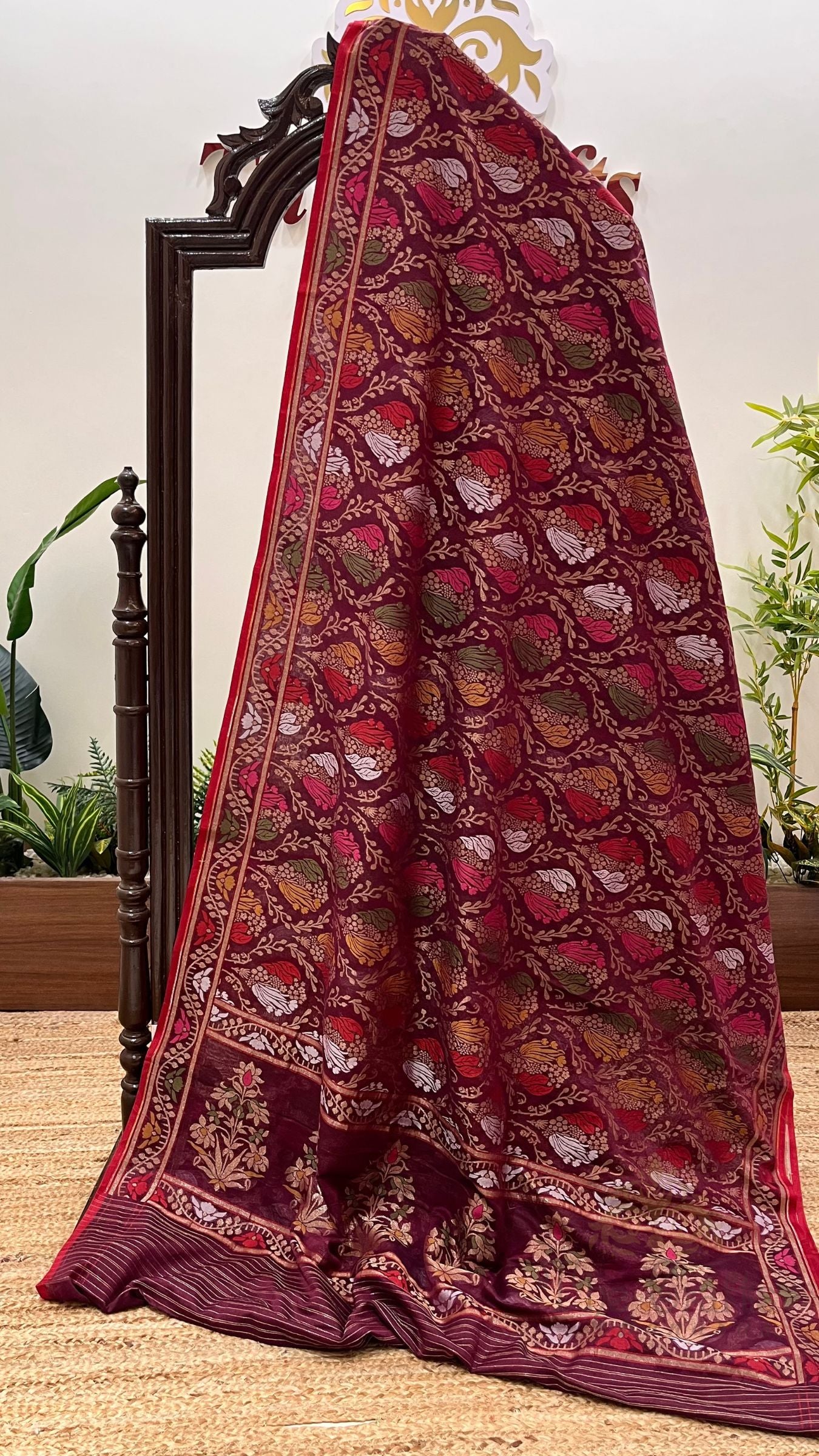 Pure Ektara Cotton Jamdani Banarasi Saree - Tilfi