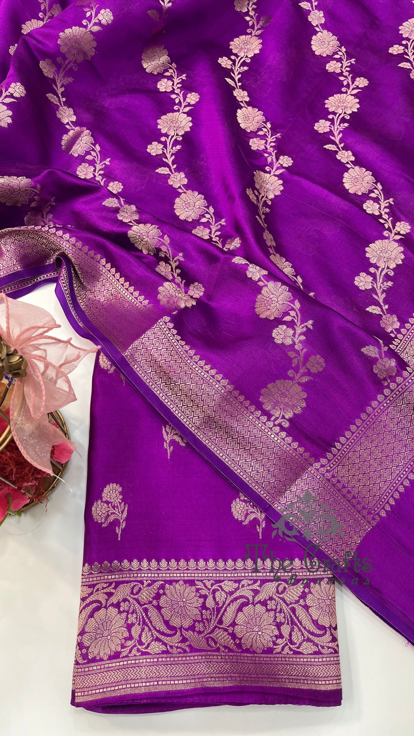 Pure Mango Silk Banarasi Dress Material