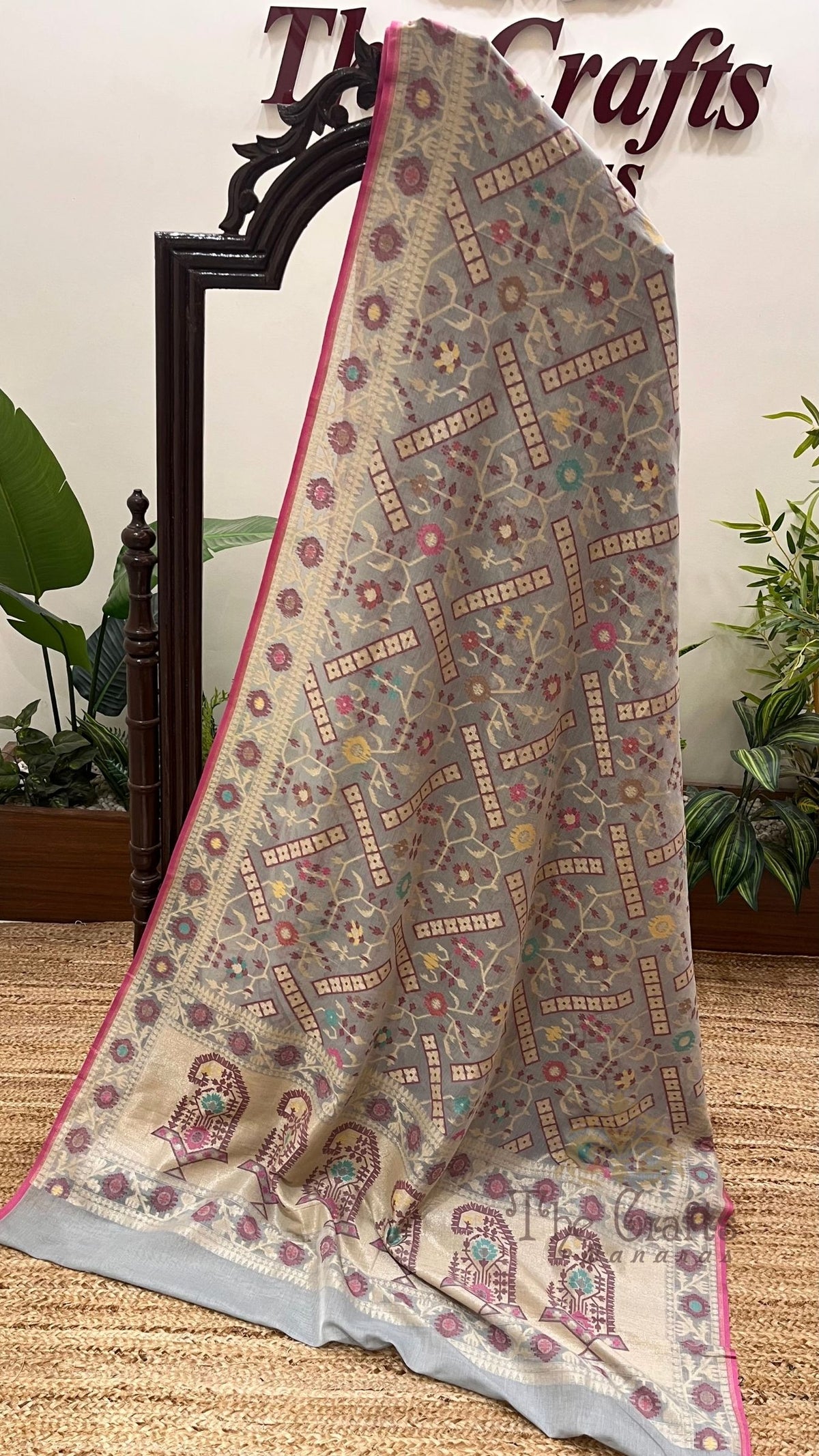 Pure Ektara Cotton Jamdani Banarasi Saree - Tilfi