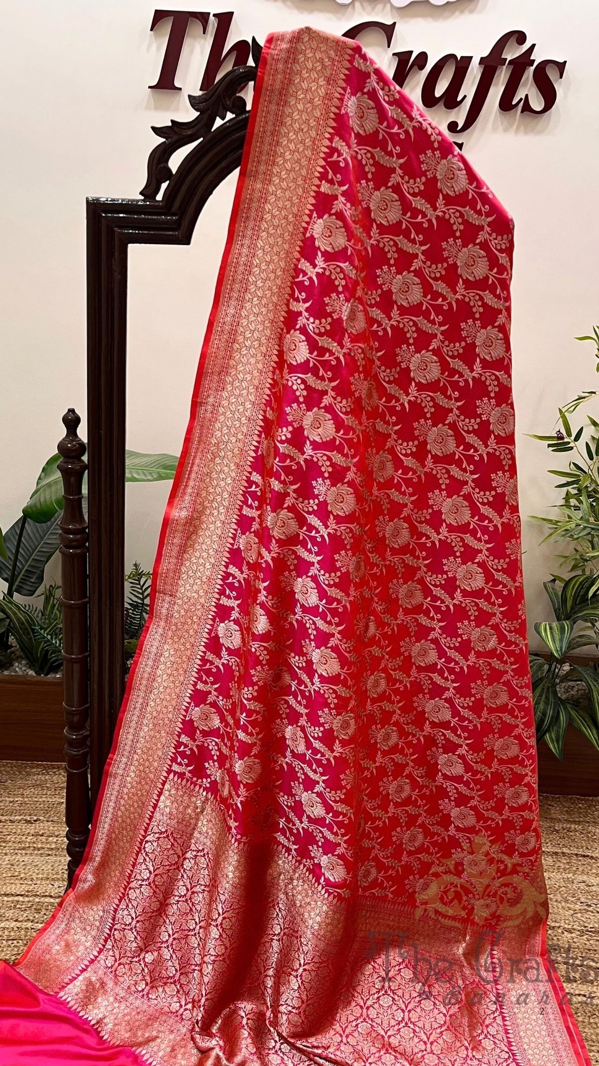 Pure Katan Silk Handloom Banarasi Saree - All Over Sona Rupa Jaal Work