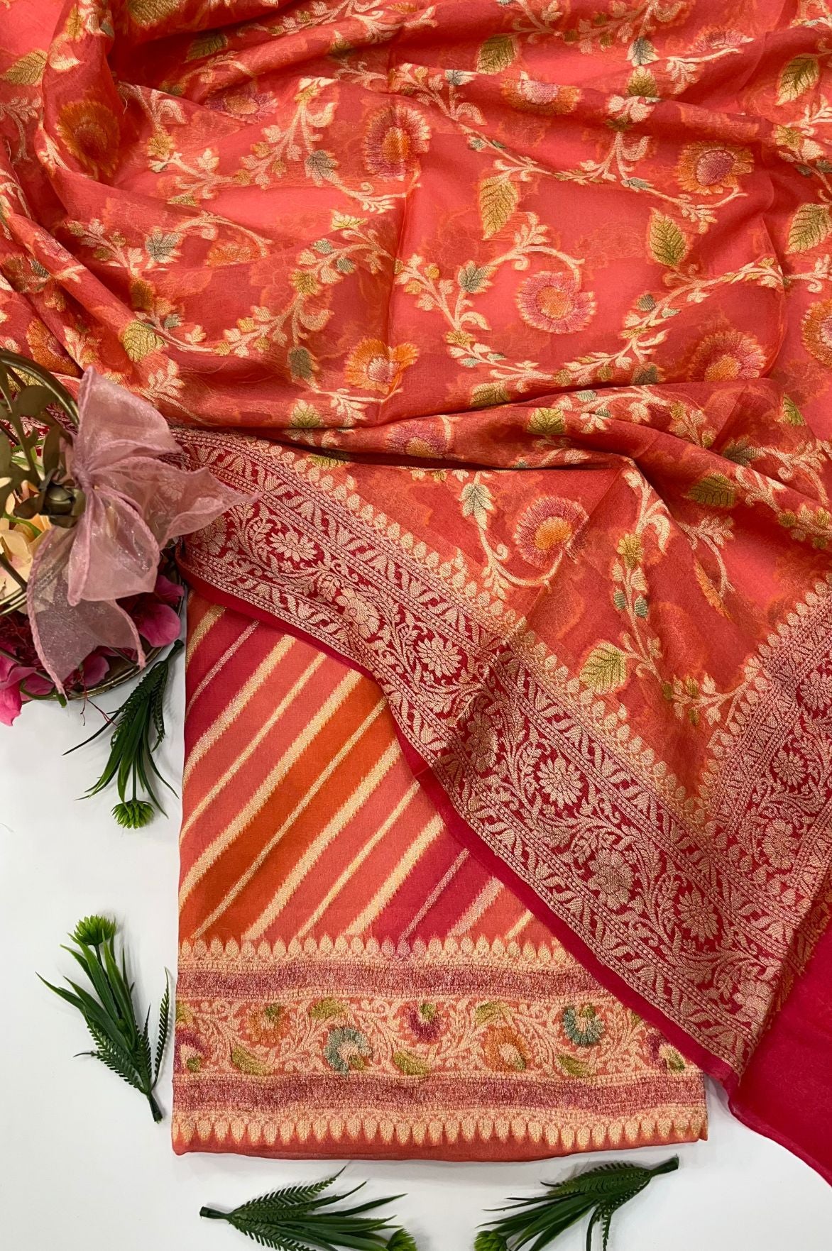 Pure Khaddi Chiffon Banarasi Dress Material