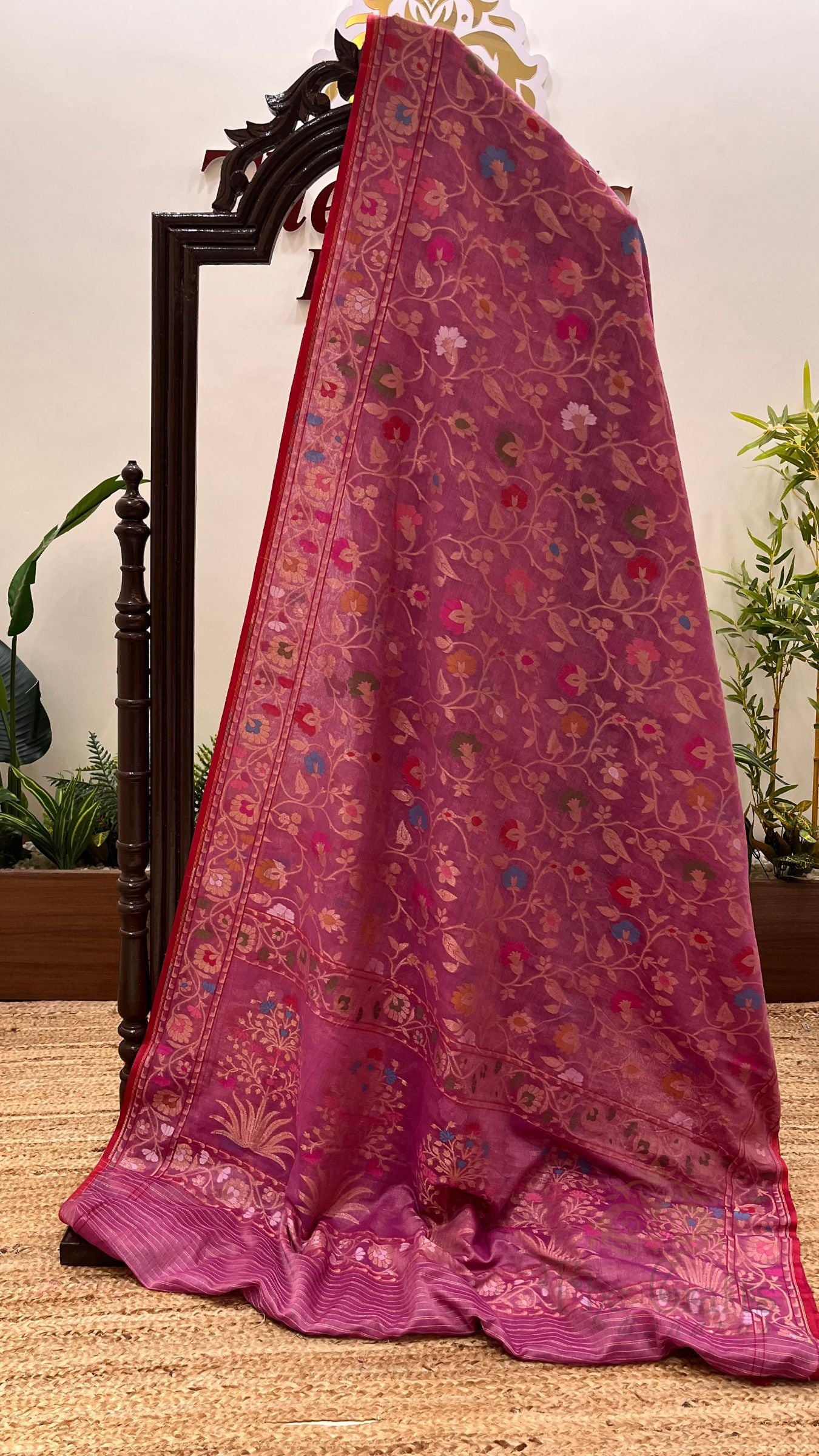 Pure Ektara Cotton Jamdani Banarasi Saree - Tilfi