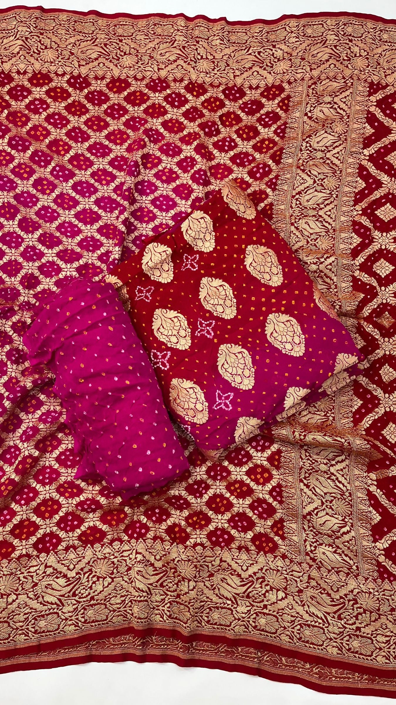 Pure Georgette Banarasi Bandhej Dress Material