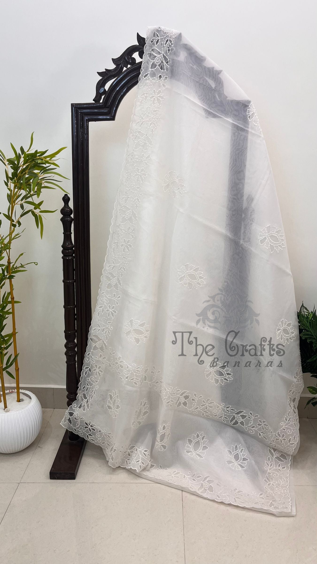 Pure Organza Silk Handloom Banarasi Saree - handwork motifs