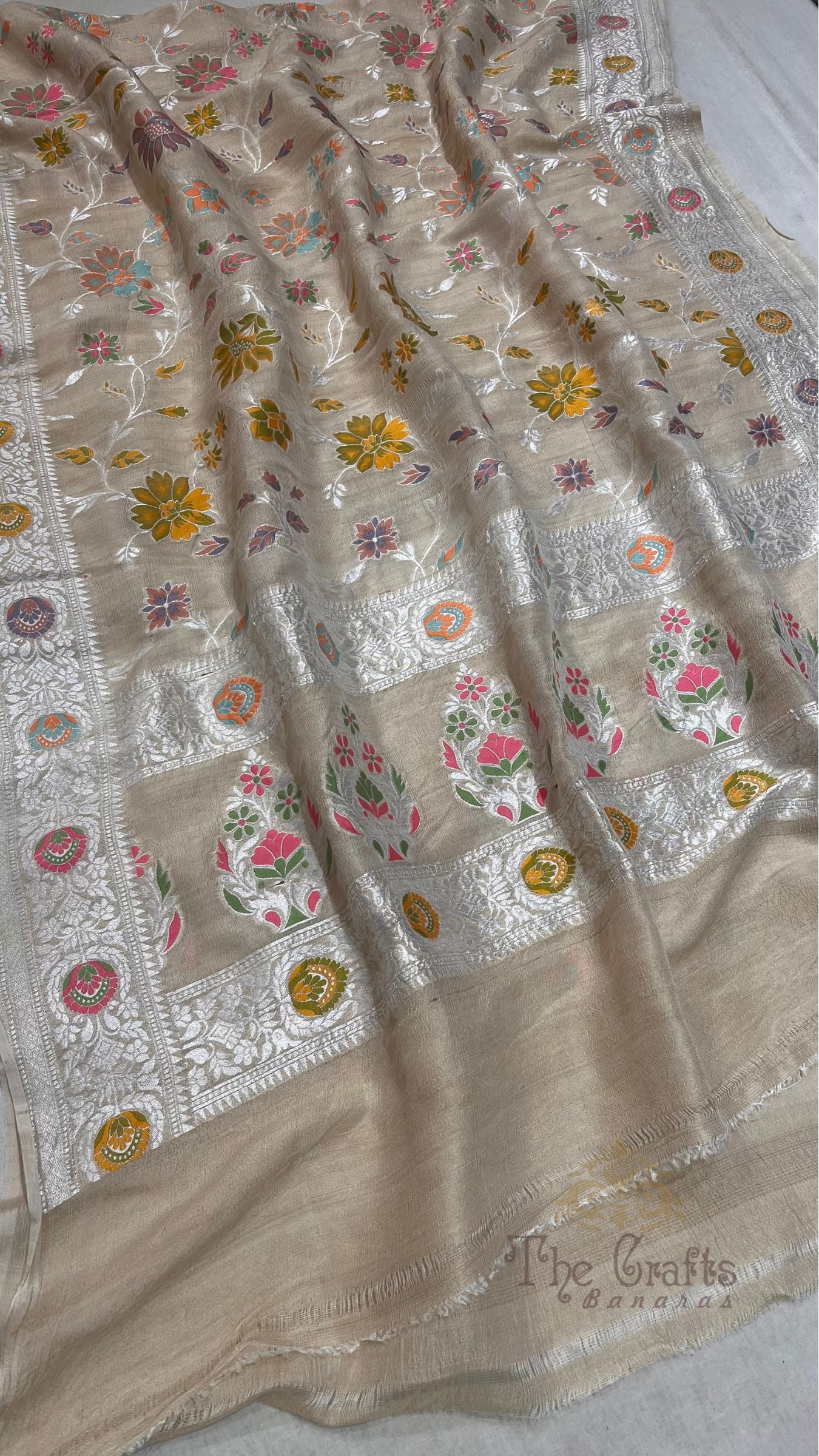 Pure Tussar Georgette Silk Banarasi Handloom Dupatta