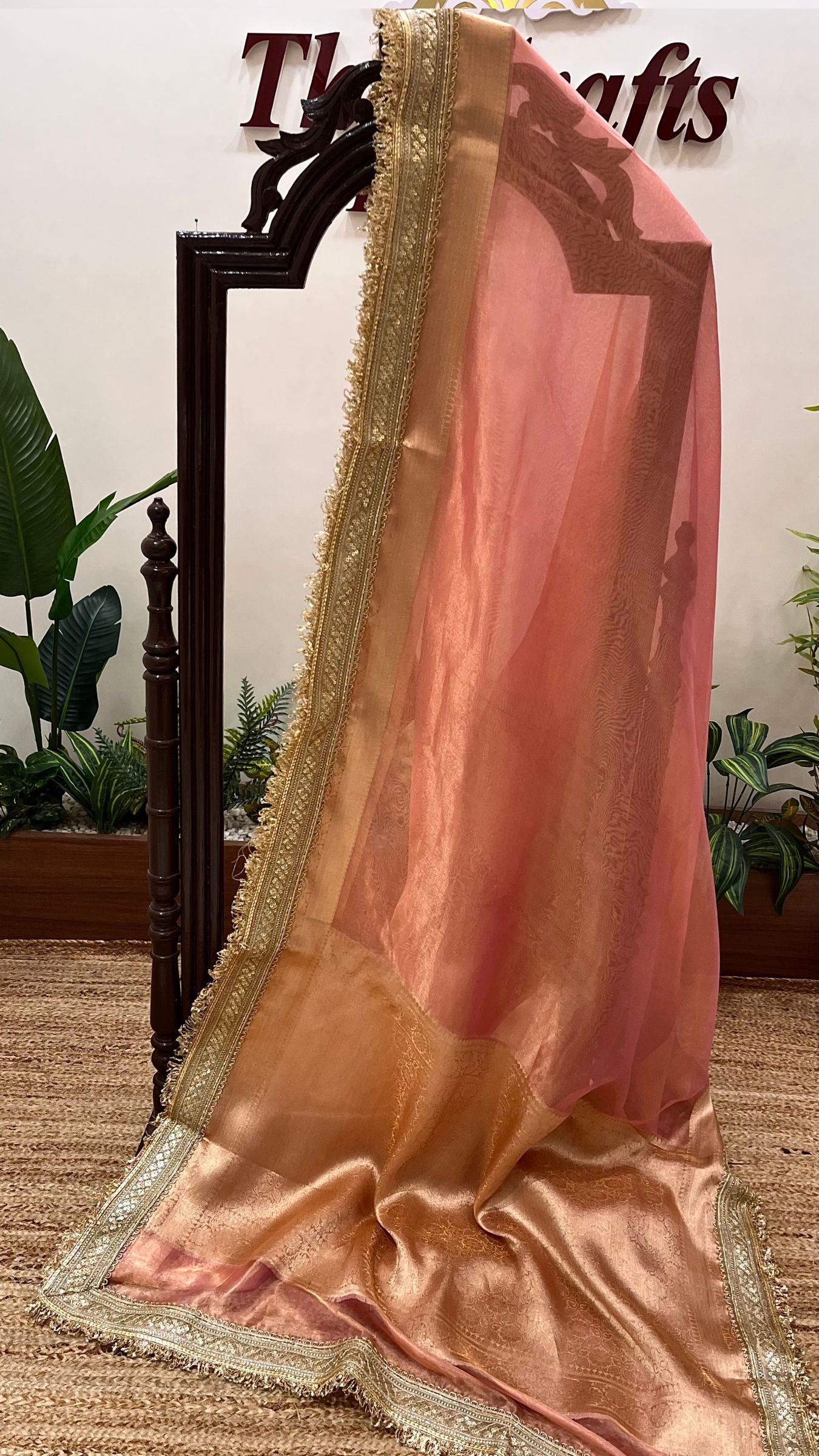 Pure Tissue Silk Handloom Banarasi Saree - with Lace Border