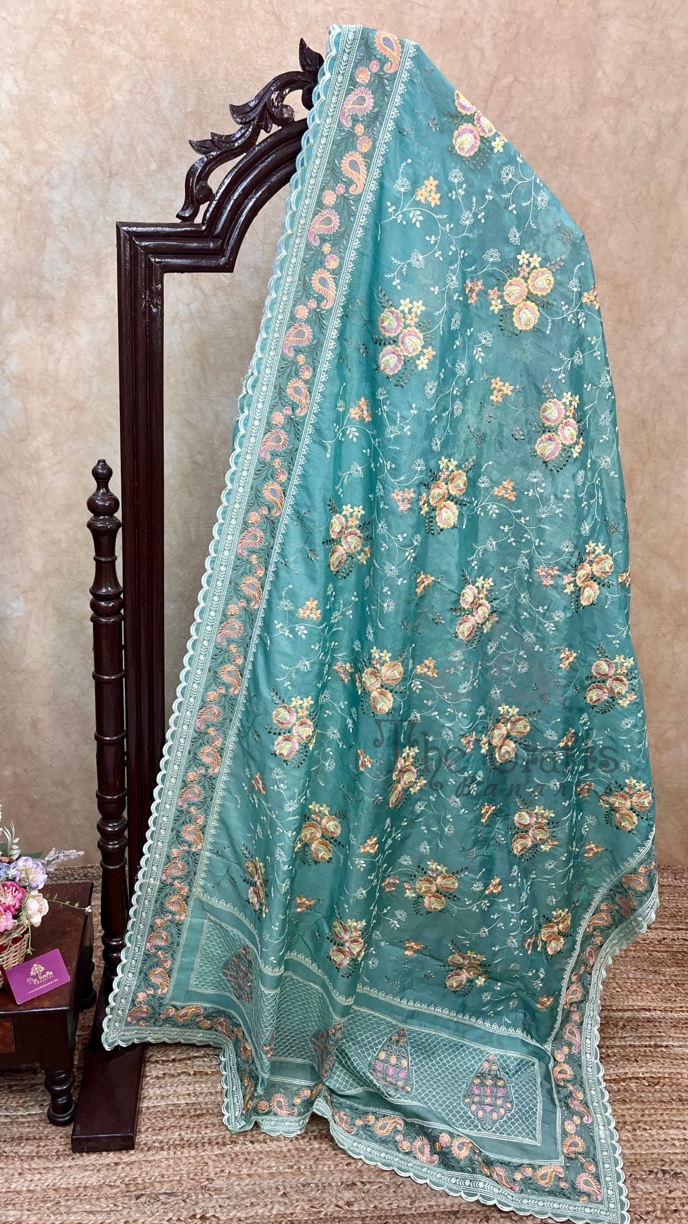 Pure Tissue Silk Banarasi Saree - Chikankari all over