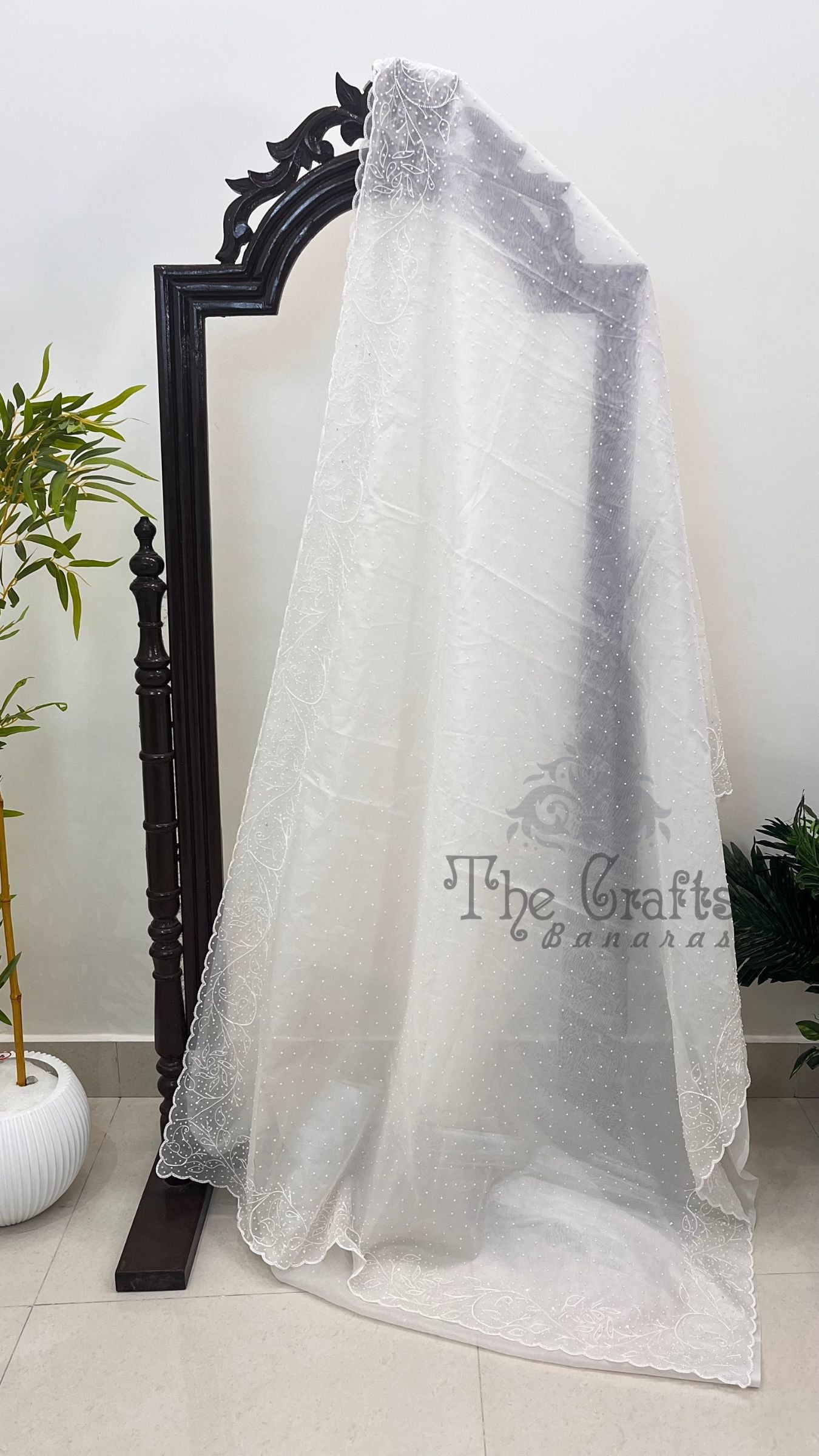Pure Organza Silk Handloom Banarasi Saree - handwork motifs