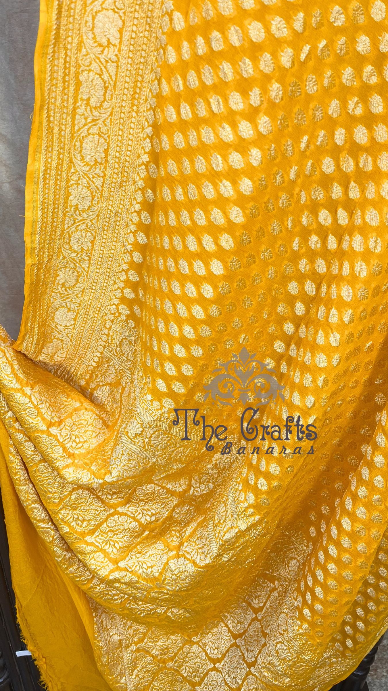 Khaddi Georgette Banarasi Saree - Gold Zari