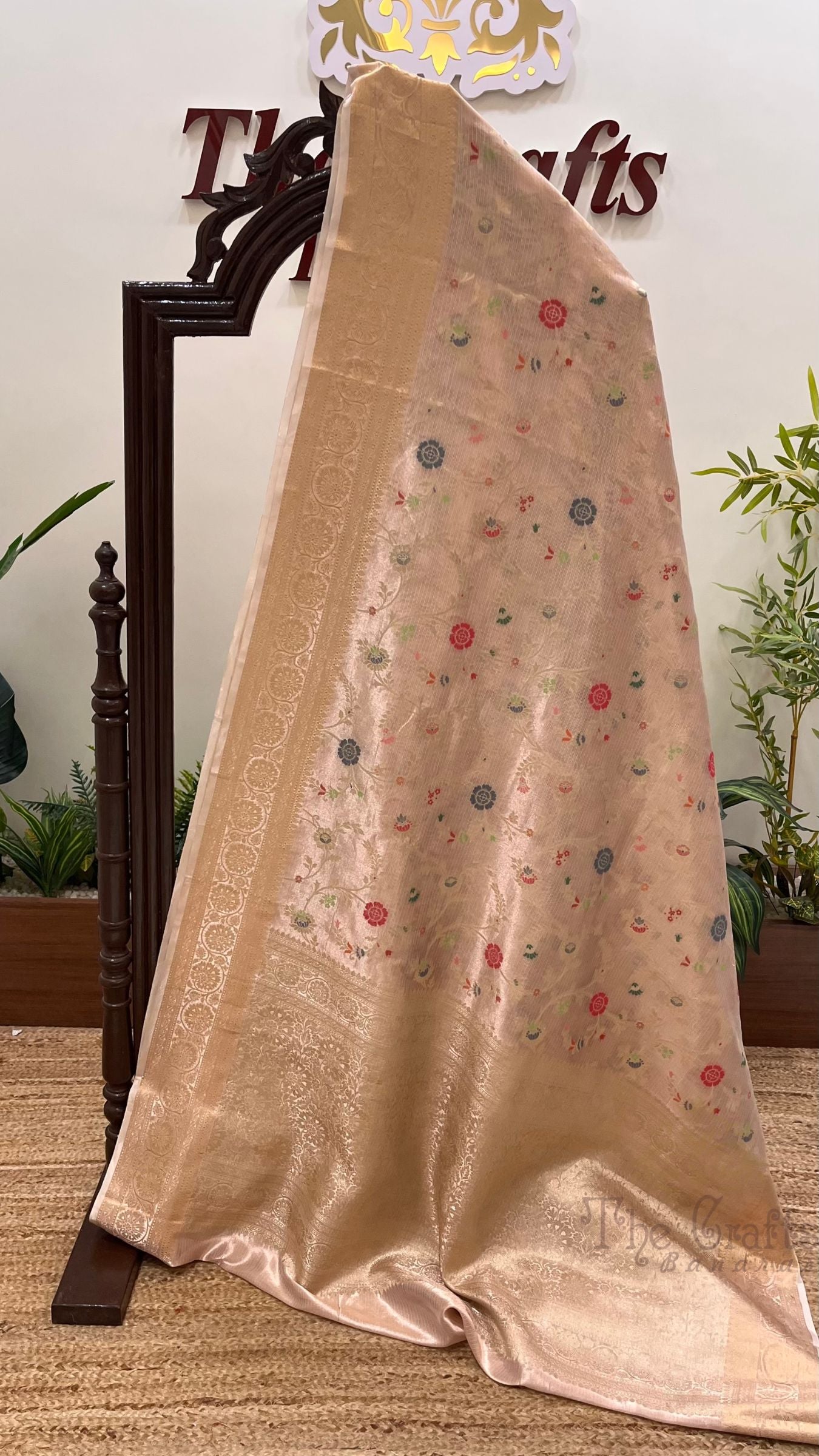 Pure Zari Kota Tissue Silk Handloom  Banarasi Saree - Meenakari