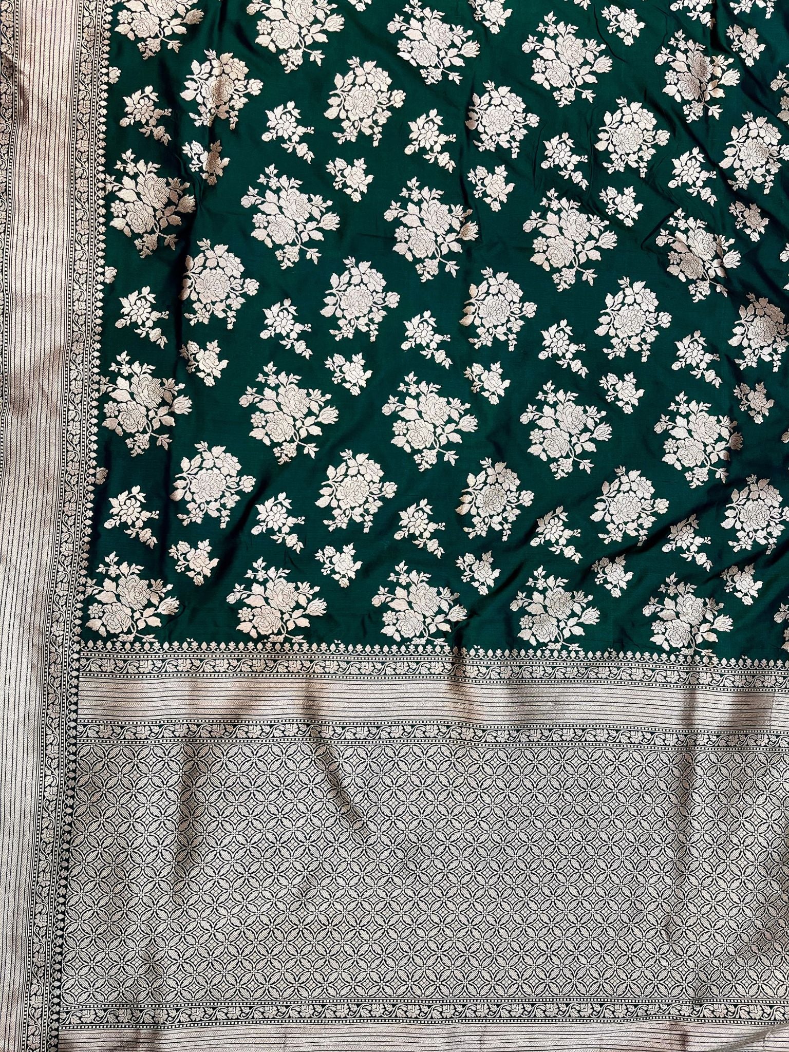 Pure Katan Silk Handloom Banarasi Saree - Jaal work